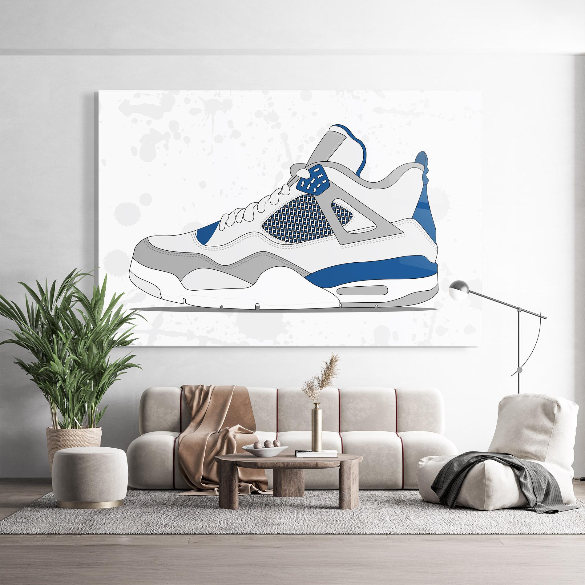 Tablou Sticla Blue Grey Sneakers mockup 9