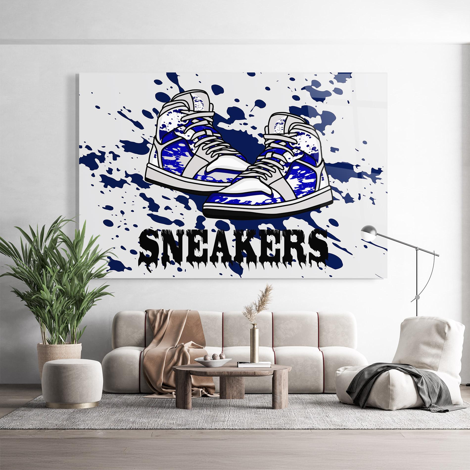 Tablou Sticla Dark Blue Sneakers mockup 9