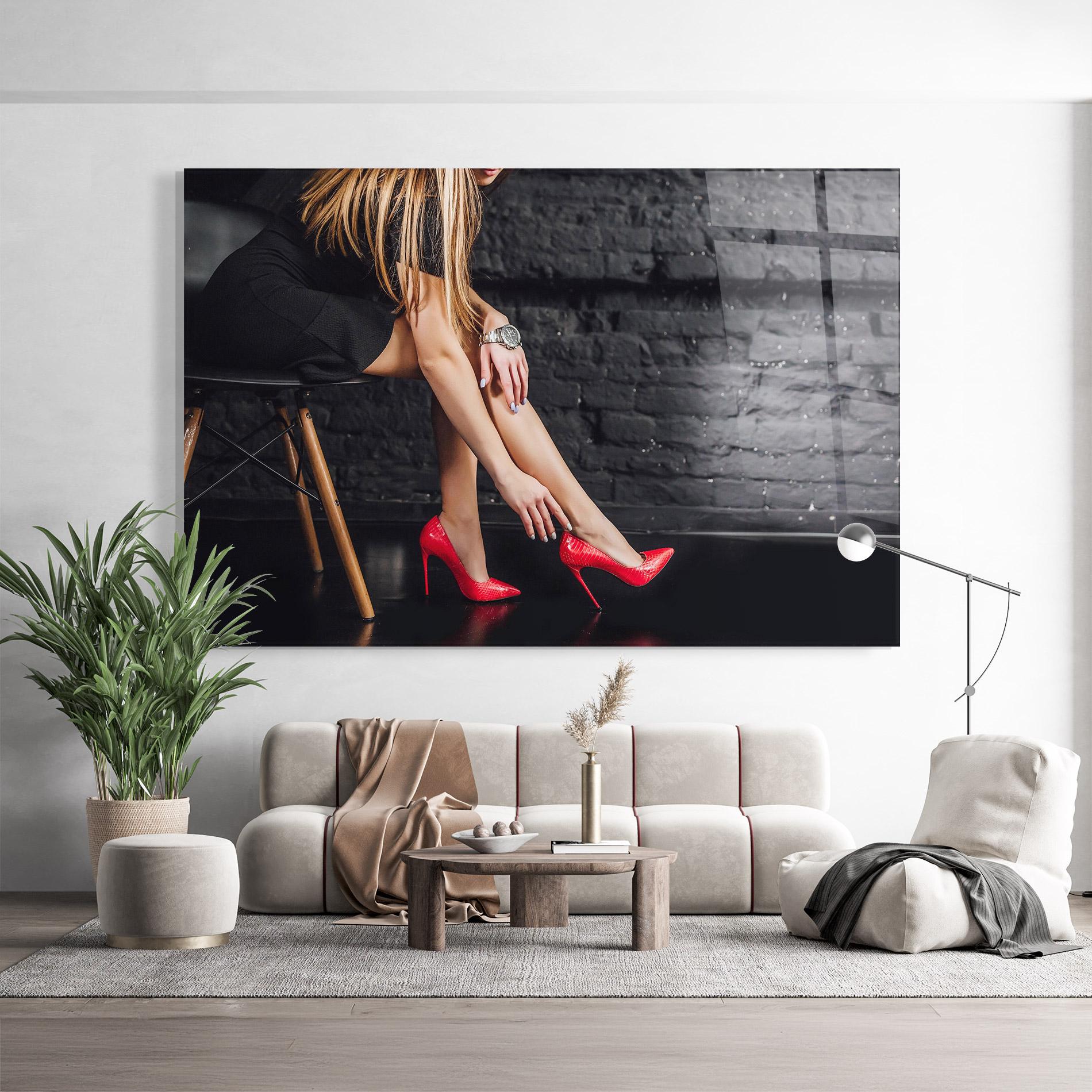 Tablou Sticla Elegan Red Heels mockup 9