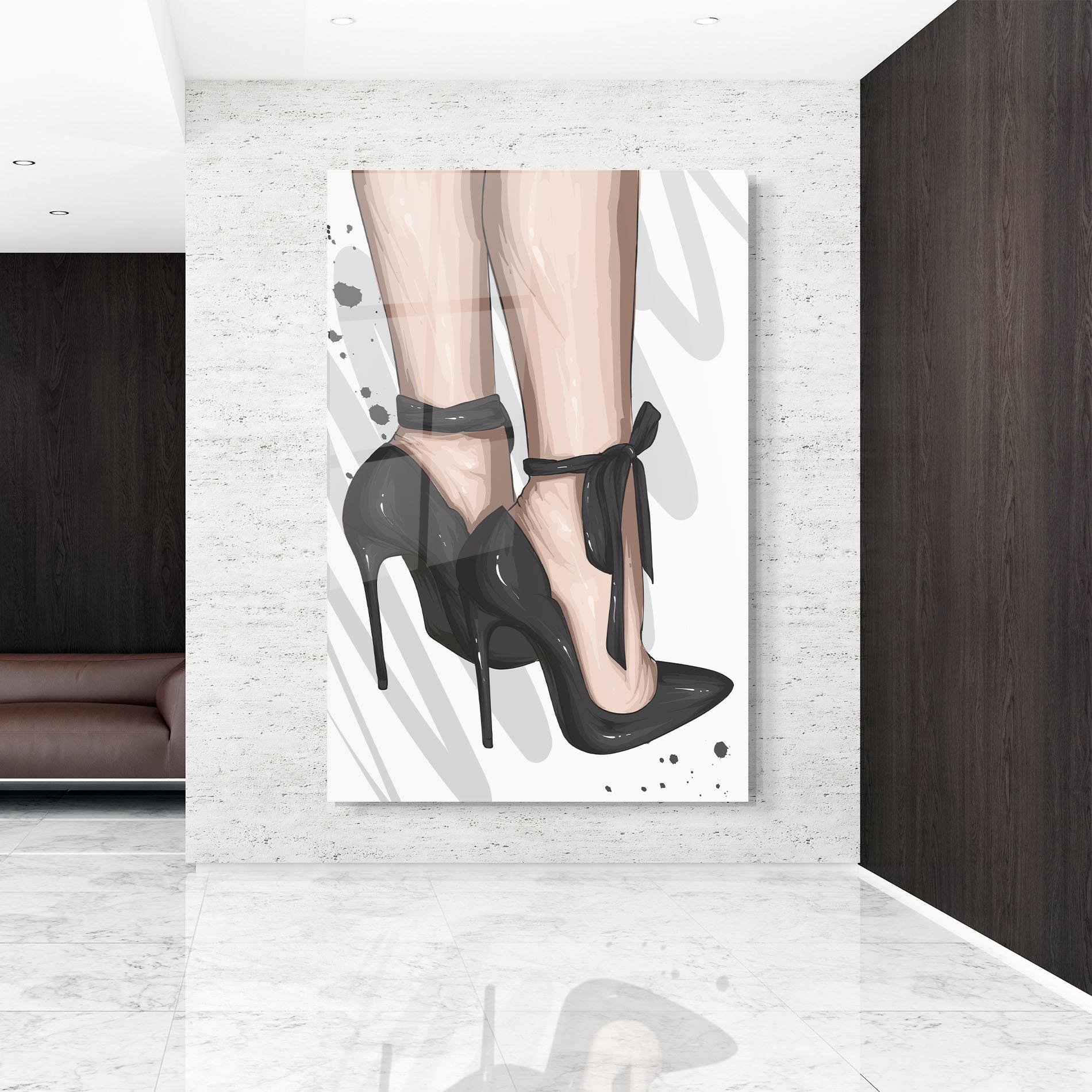 Tablou Sticla Black Woman Shoes mockup 9