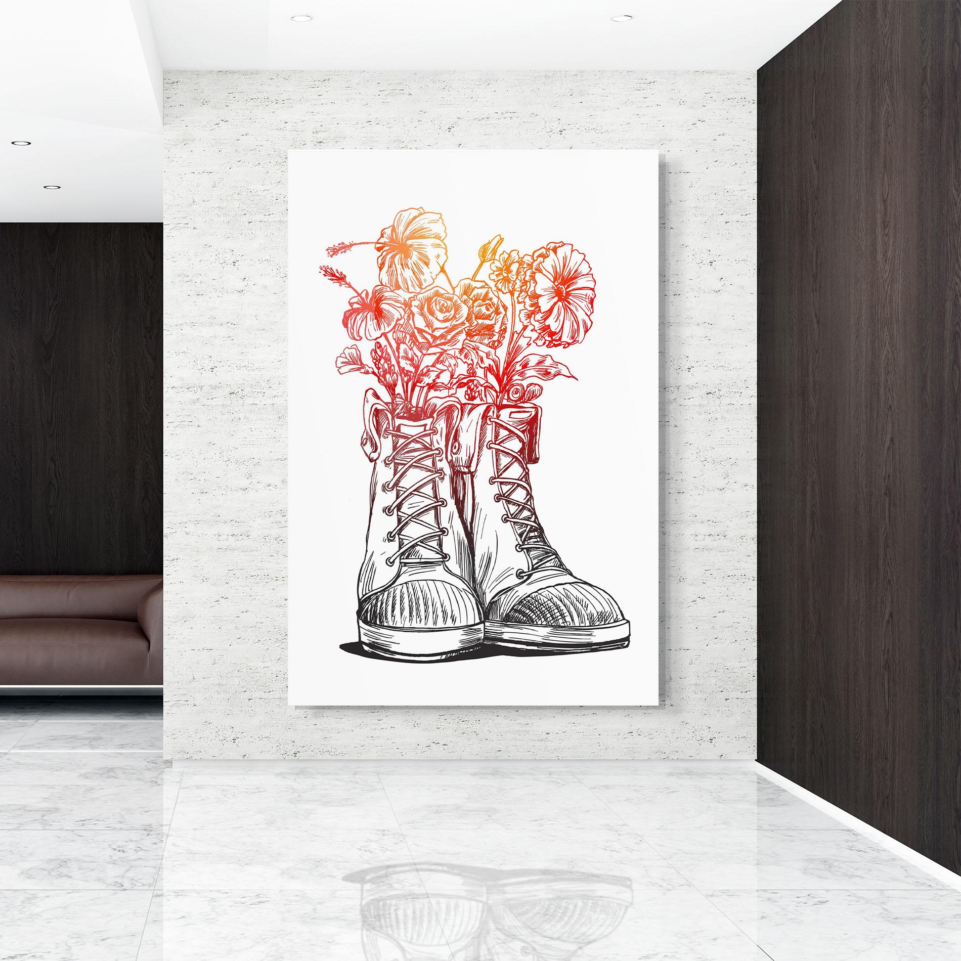 Tablou Sticla Flower In Shoes mockup 9