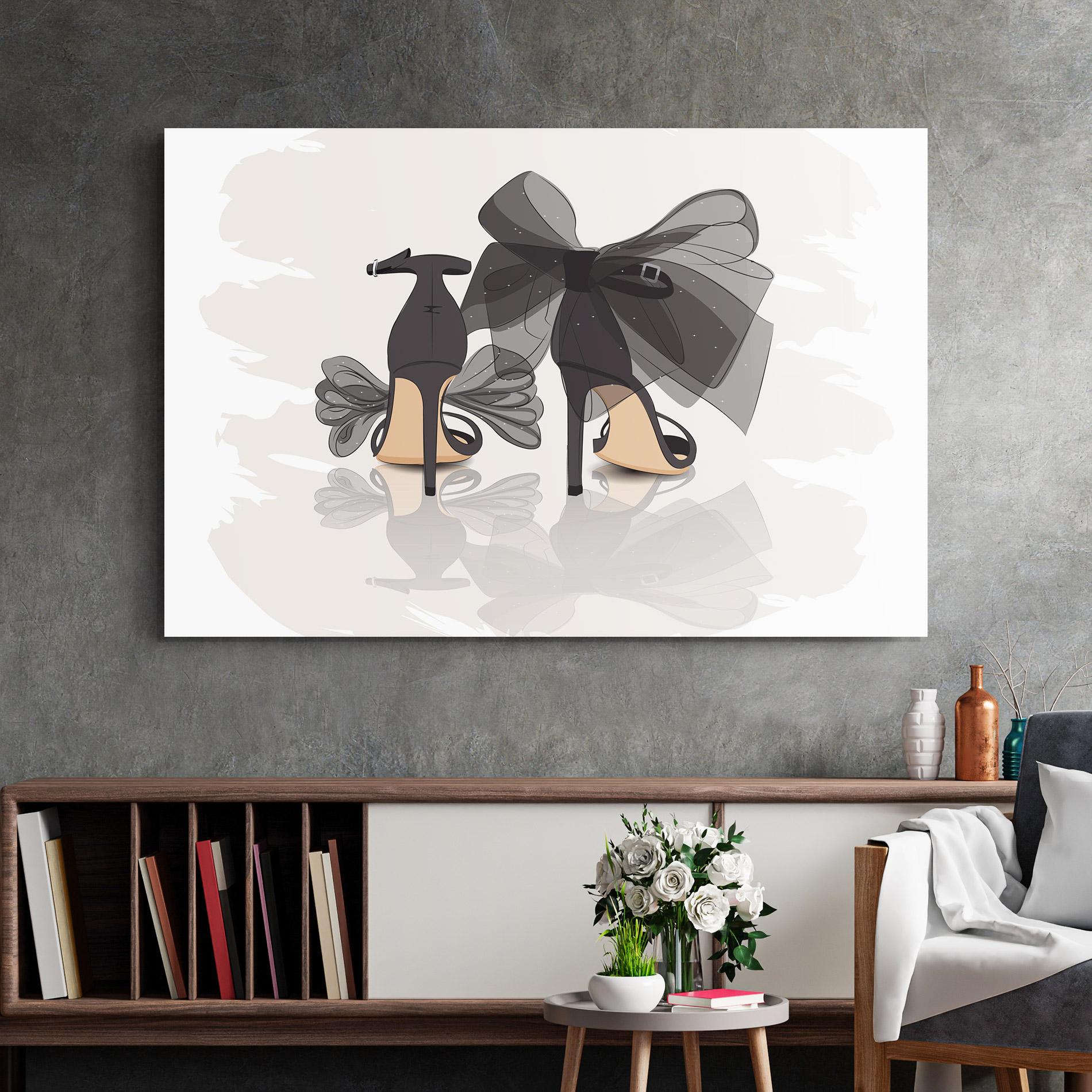 Tablou Sticla Black Bow Heels mockup 2