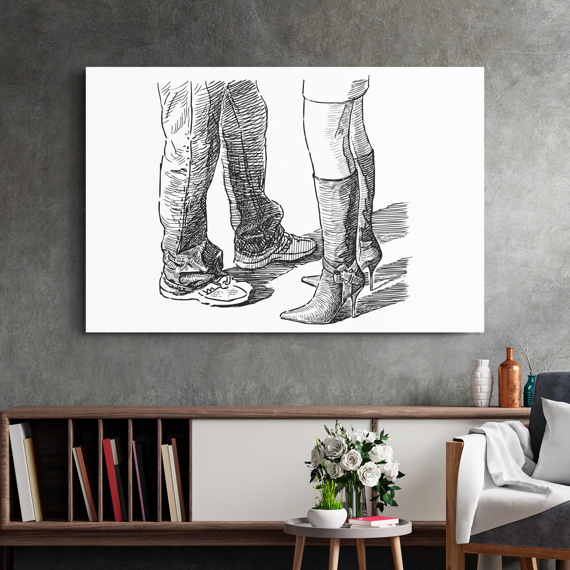 Tablou Sticla Black Line Shoes mockup 2