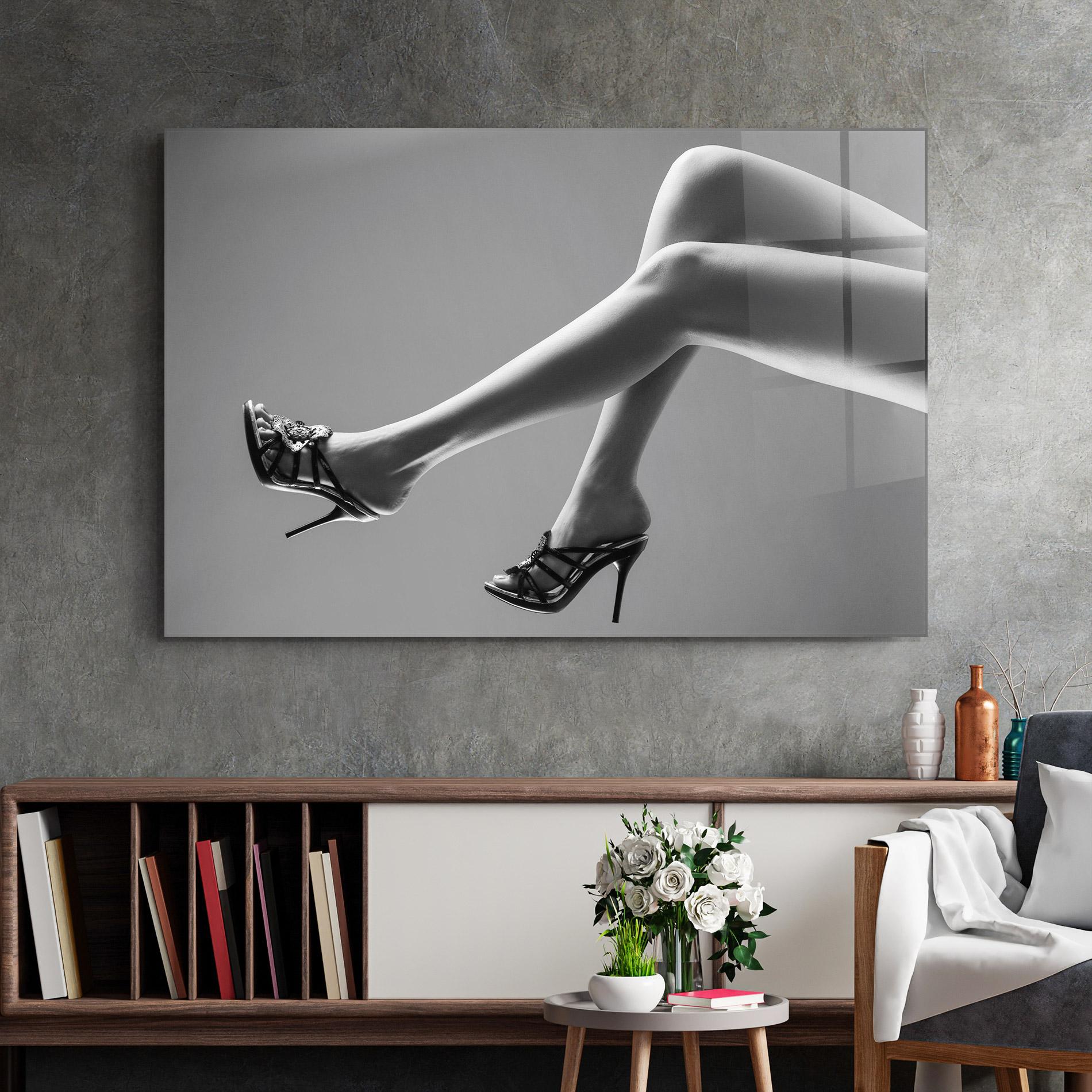 Tablou Sticla Black Shoes On Grey mockup 2