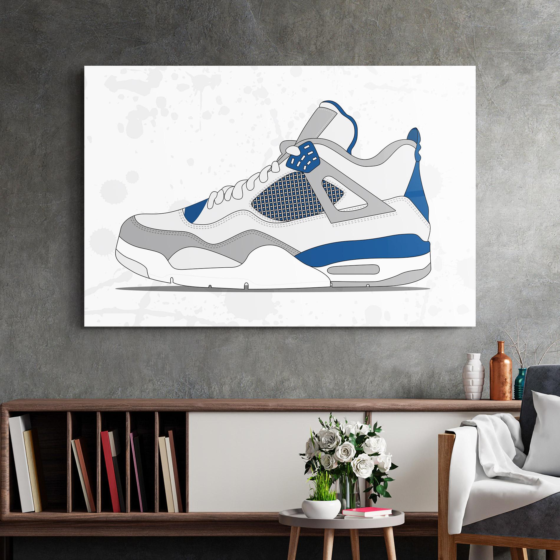 Tablou Sticla Blue Grey Sneakers mockup 2