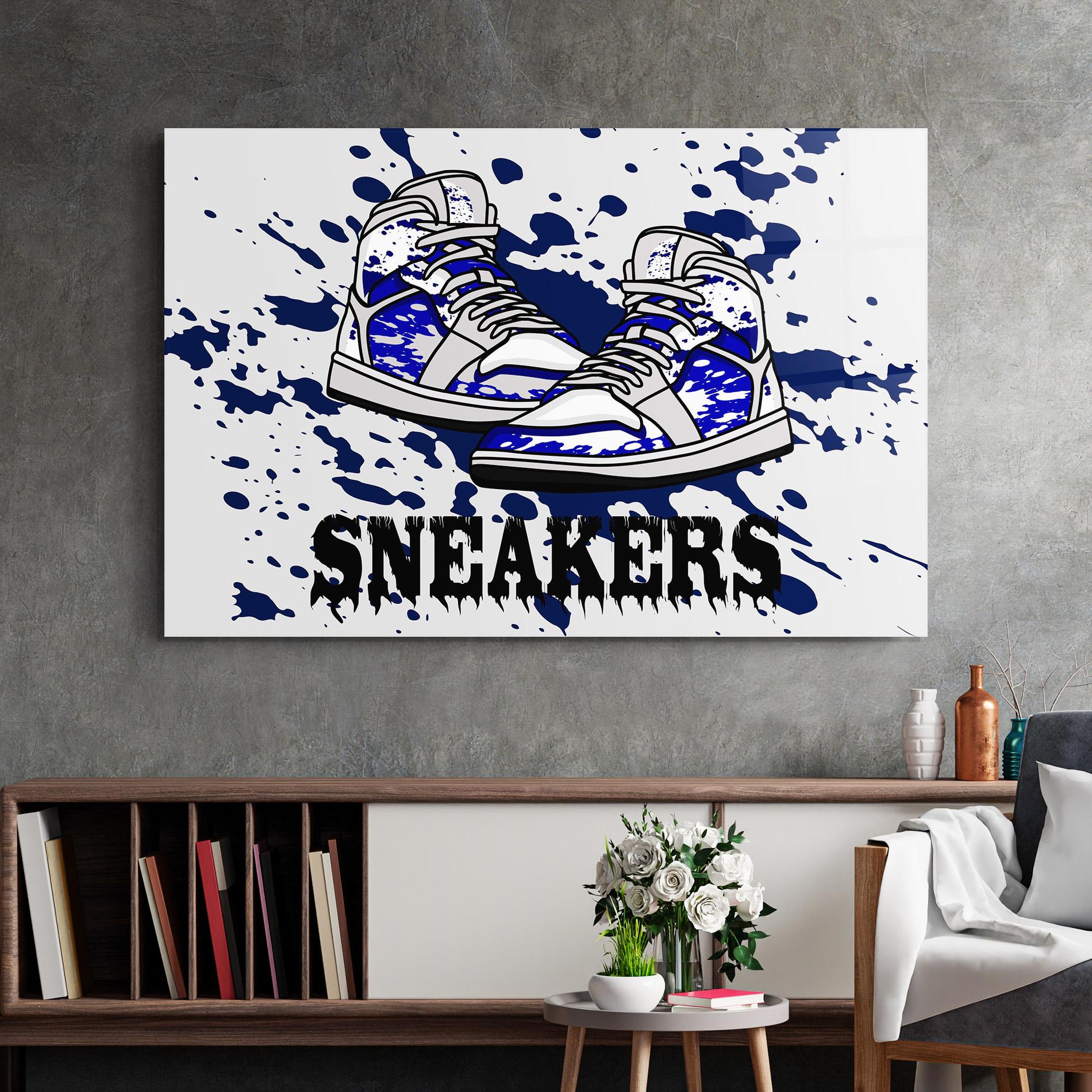 Tablou Sticla Dark Blue Sneakers mockup 2