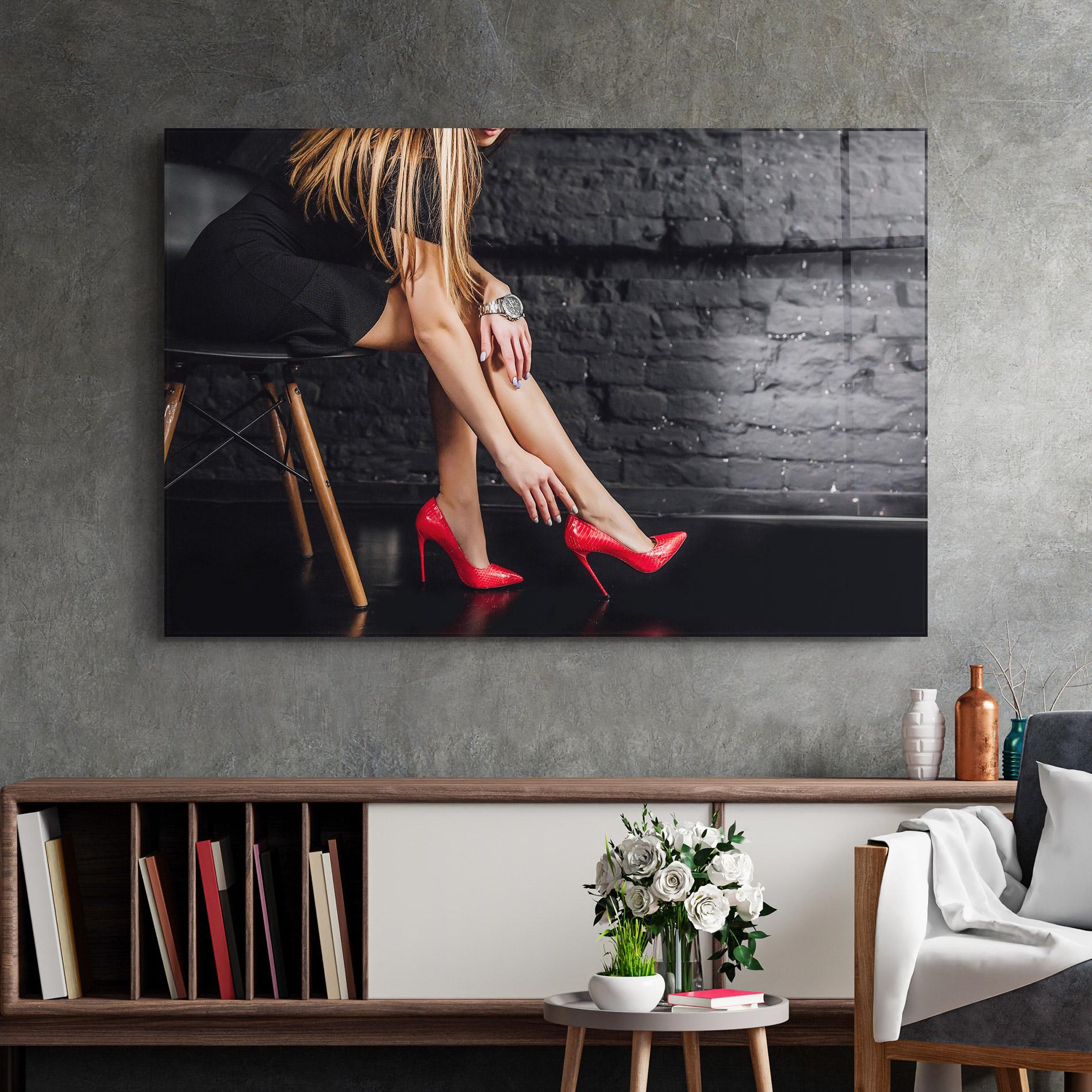 Tablou Sticla Elegan Red Heels mockup 2