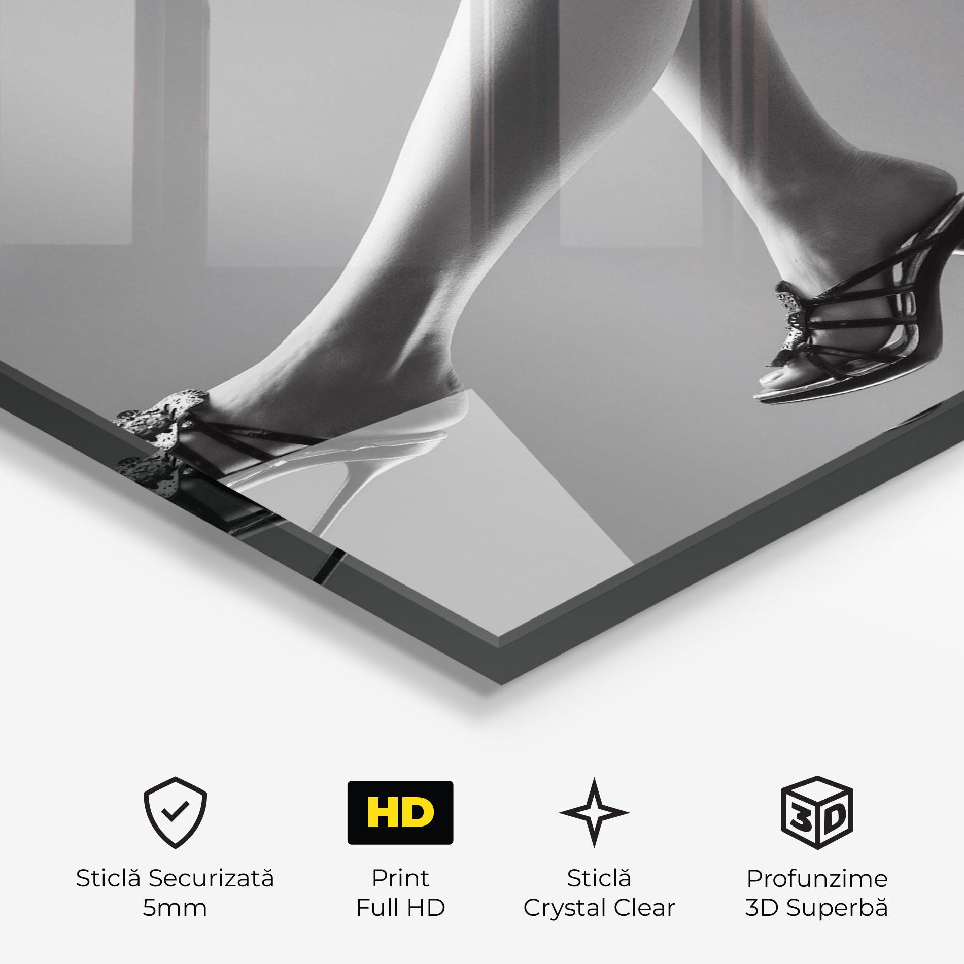 Tablou Sticla Black Shoes On Grey mockup 3