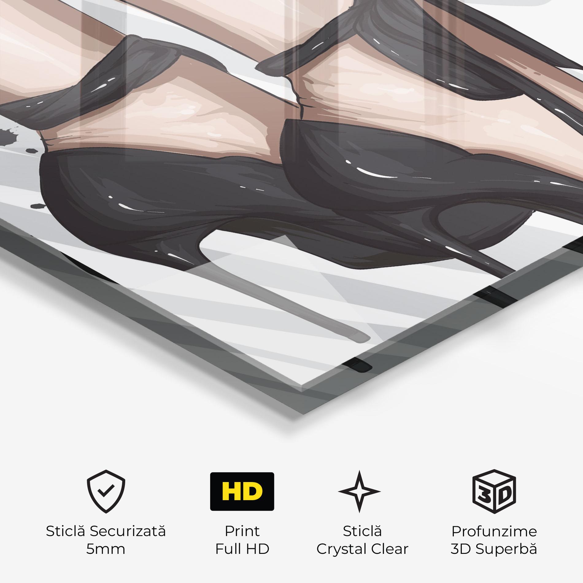 Tablou Sticla Black Woman Shoes mockup 3