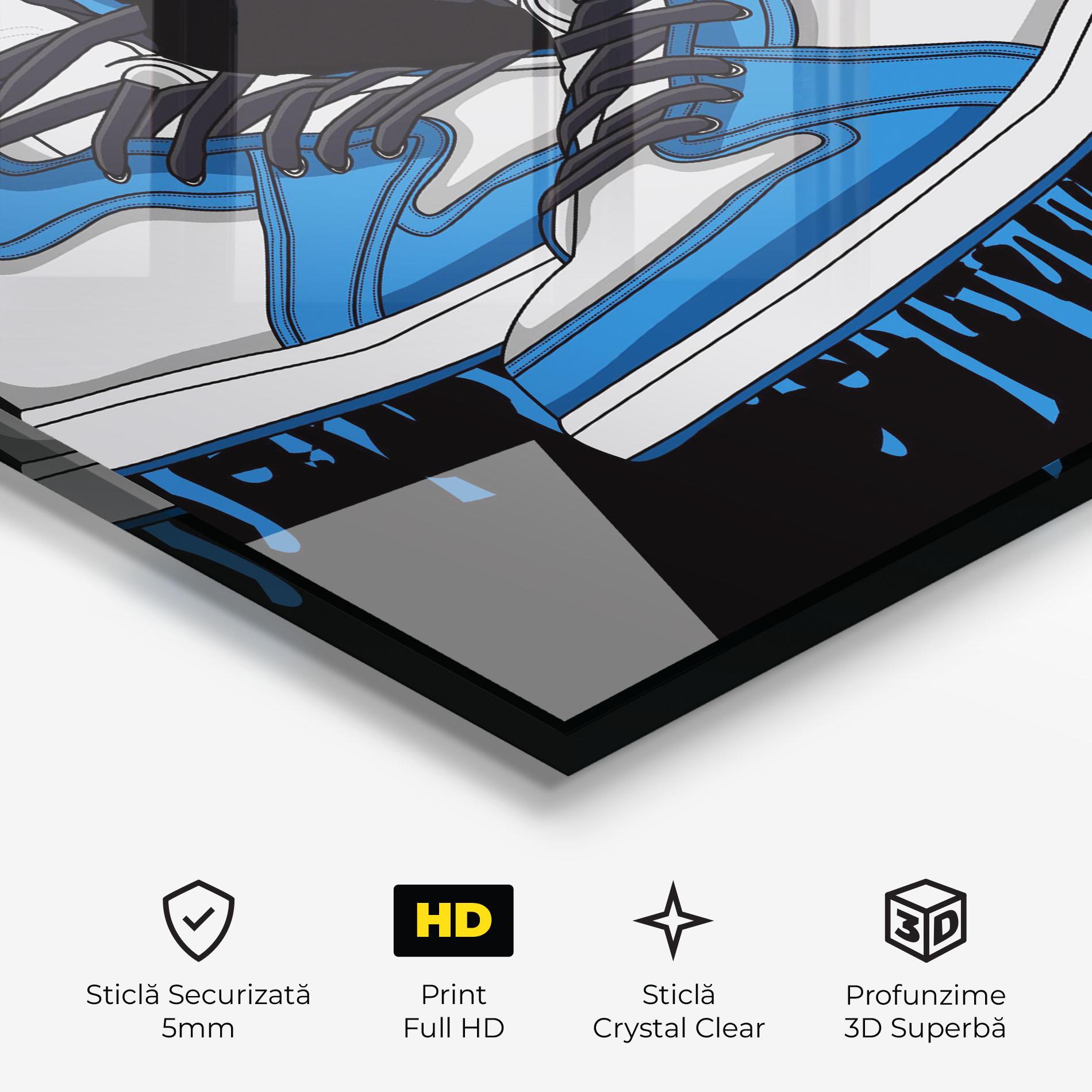 Tablou Sticla Blue White Shoes mockup 3