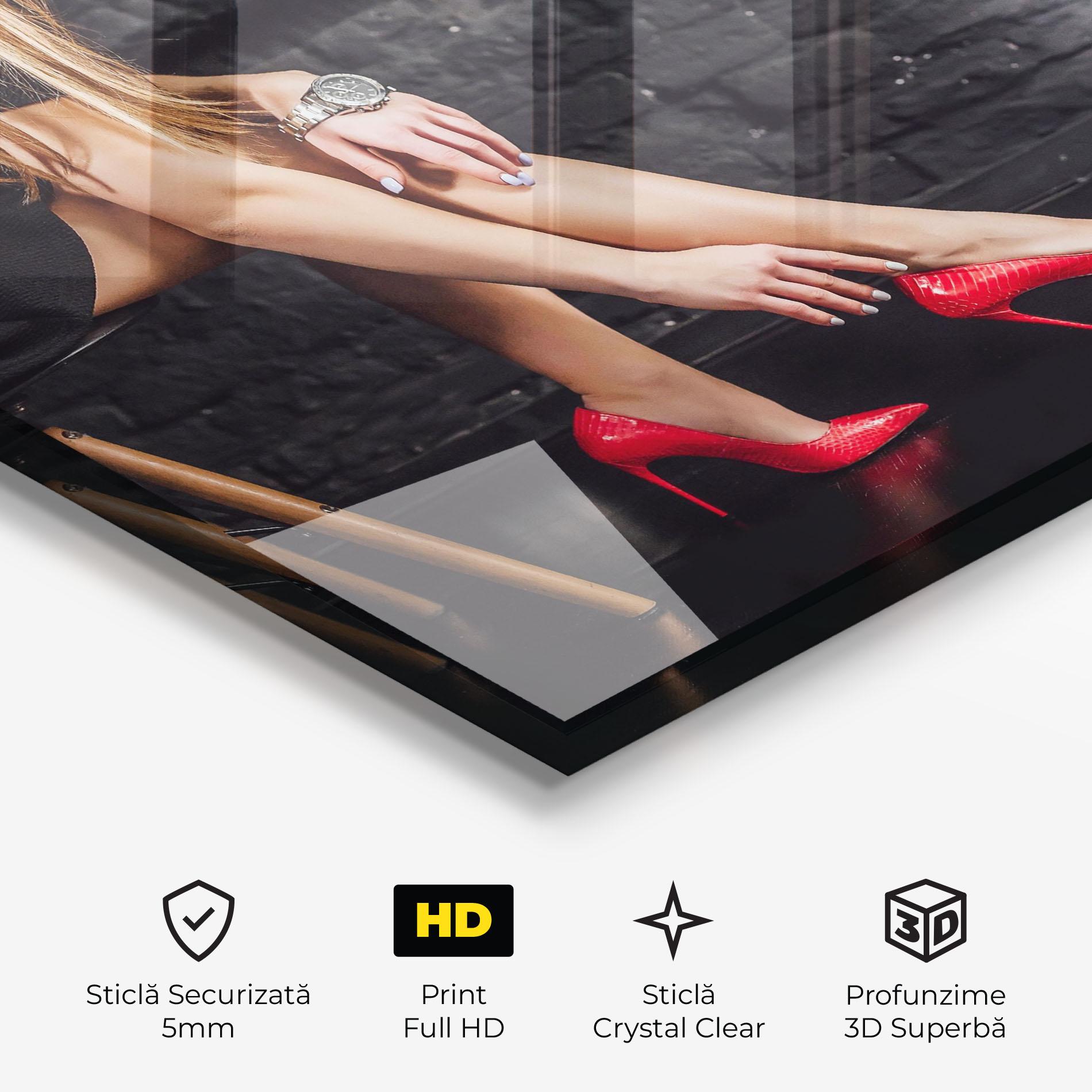 Tablou Sticla Elegan Red Heels mockup 3