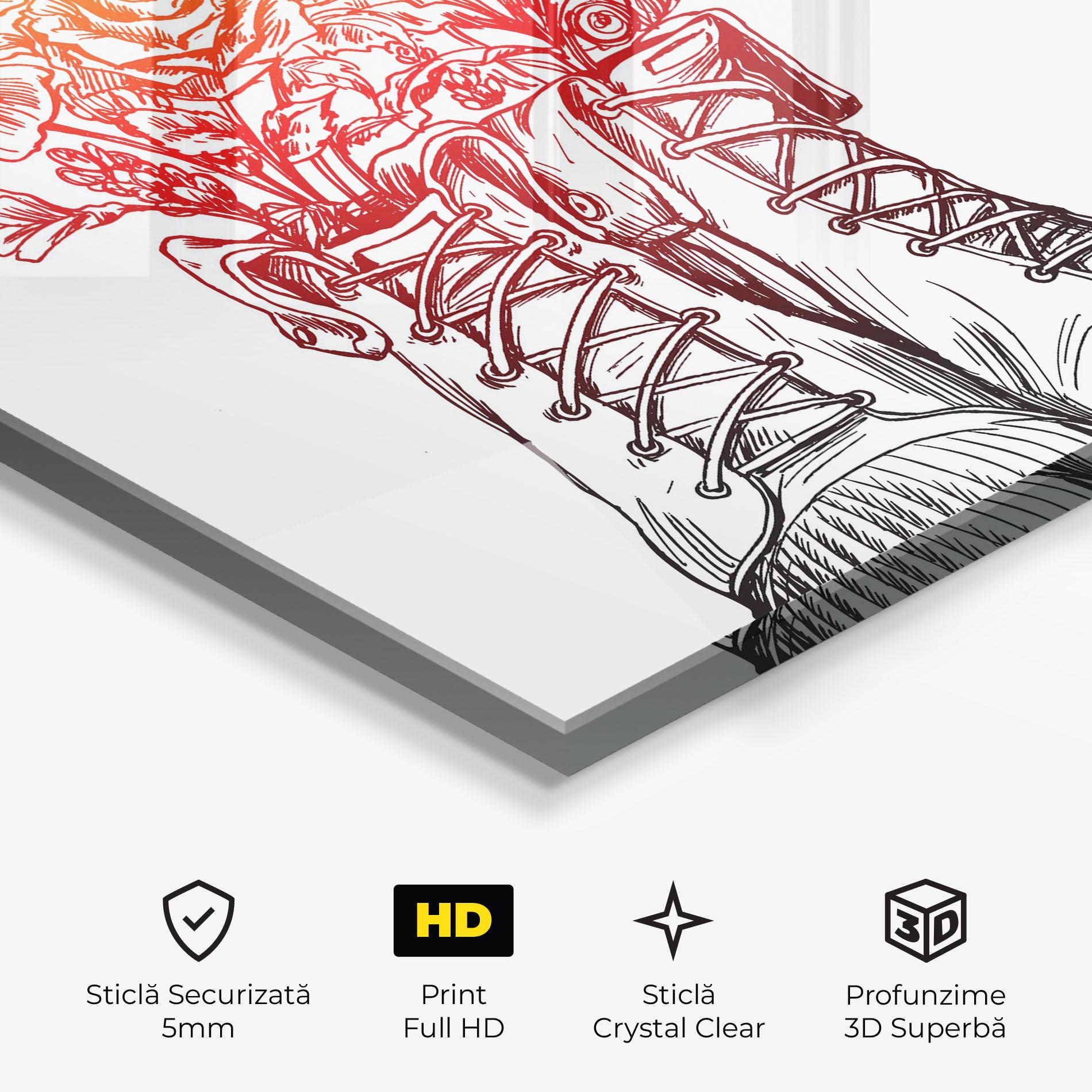 Tablou Sticla Flower In Shoes mockup 3