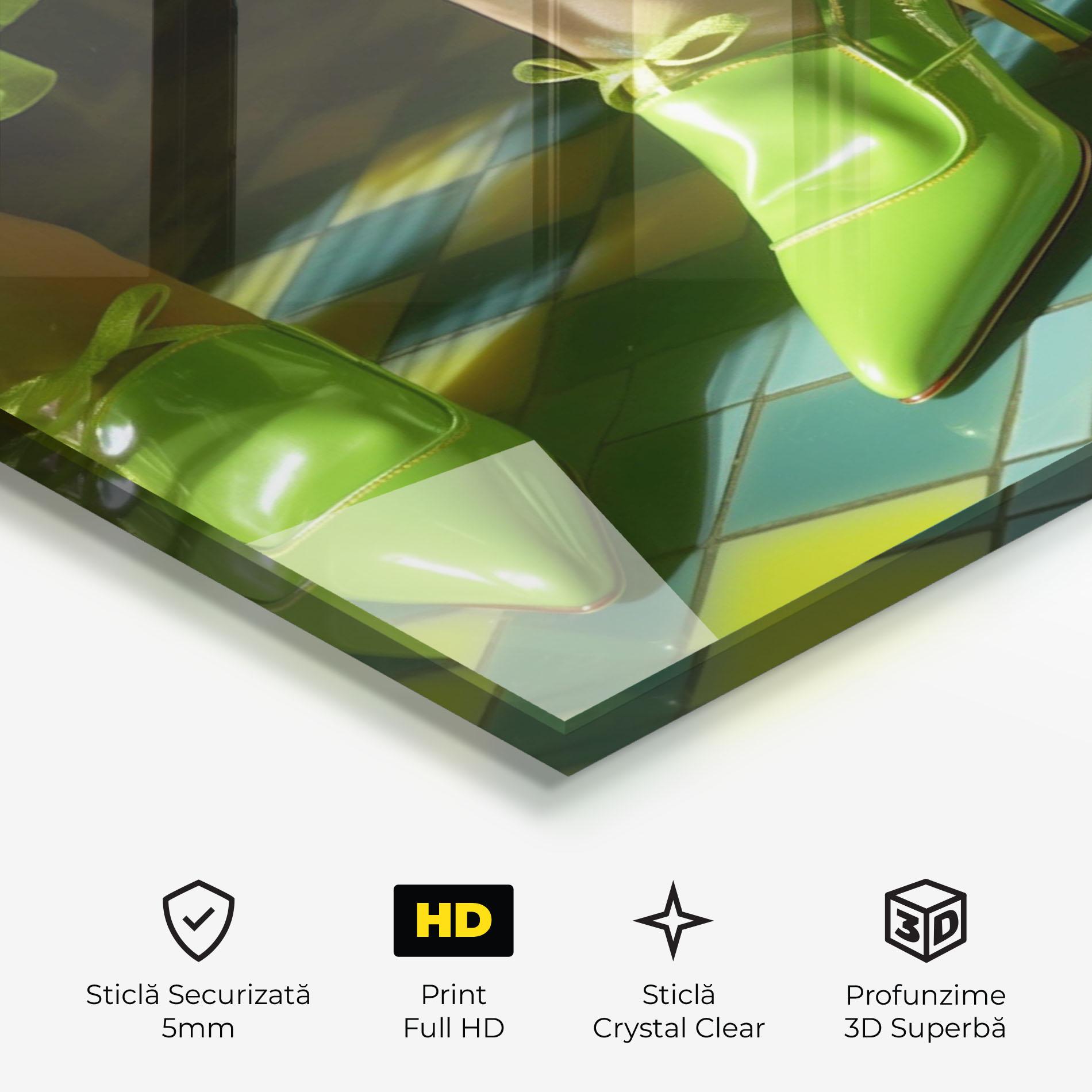 Tablou Sticla Green Elegant Shoes mockup 3