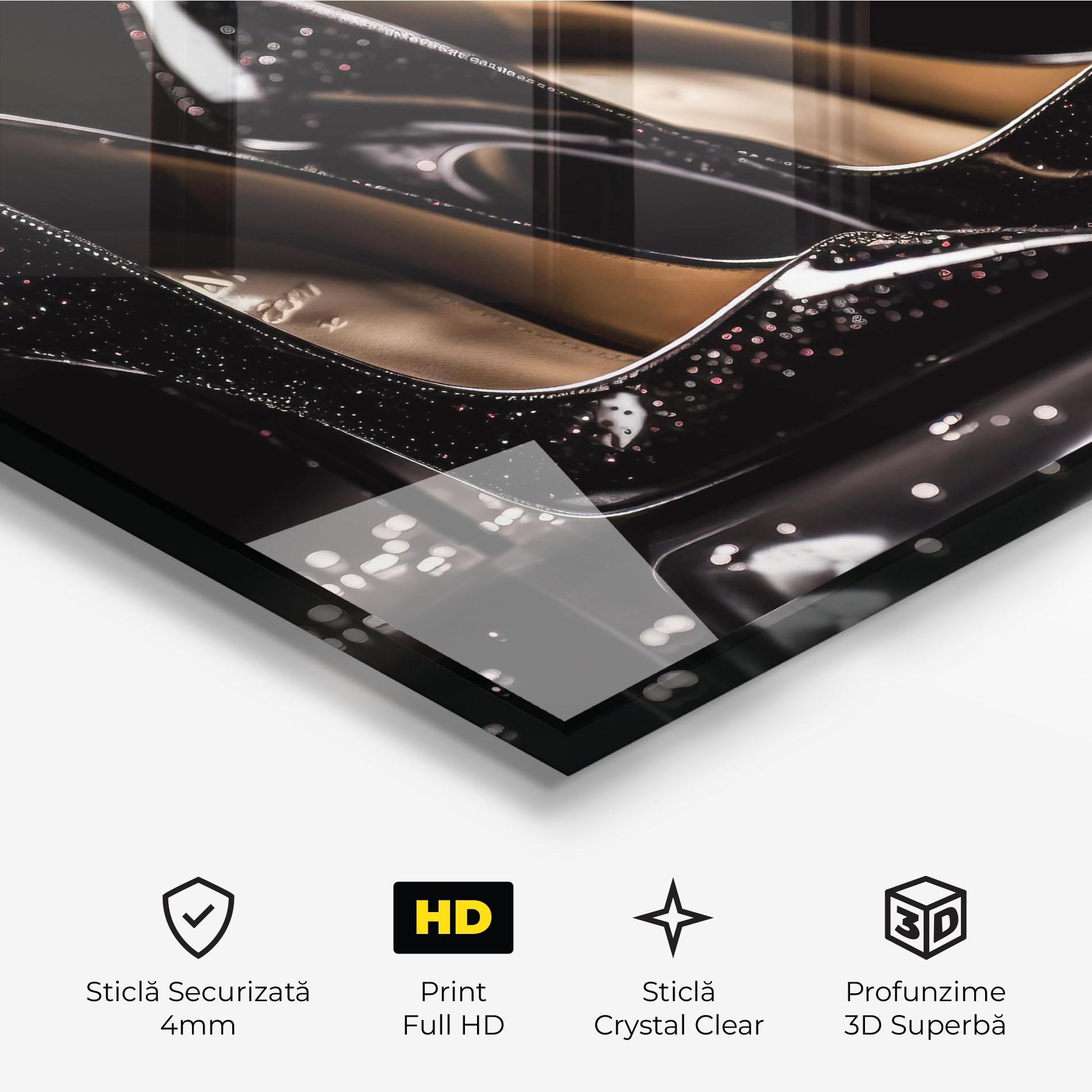 Tablou Sticla Black Leather Shoe mockup 3