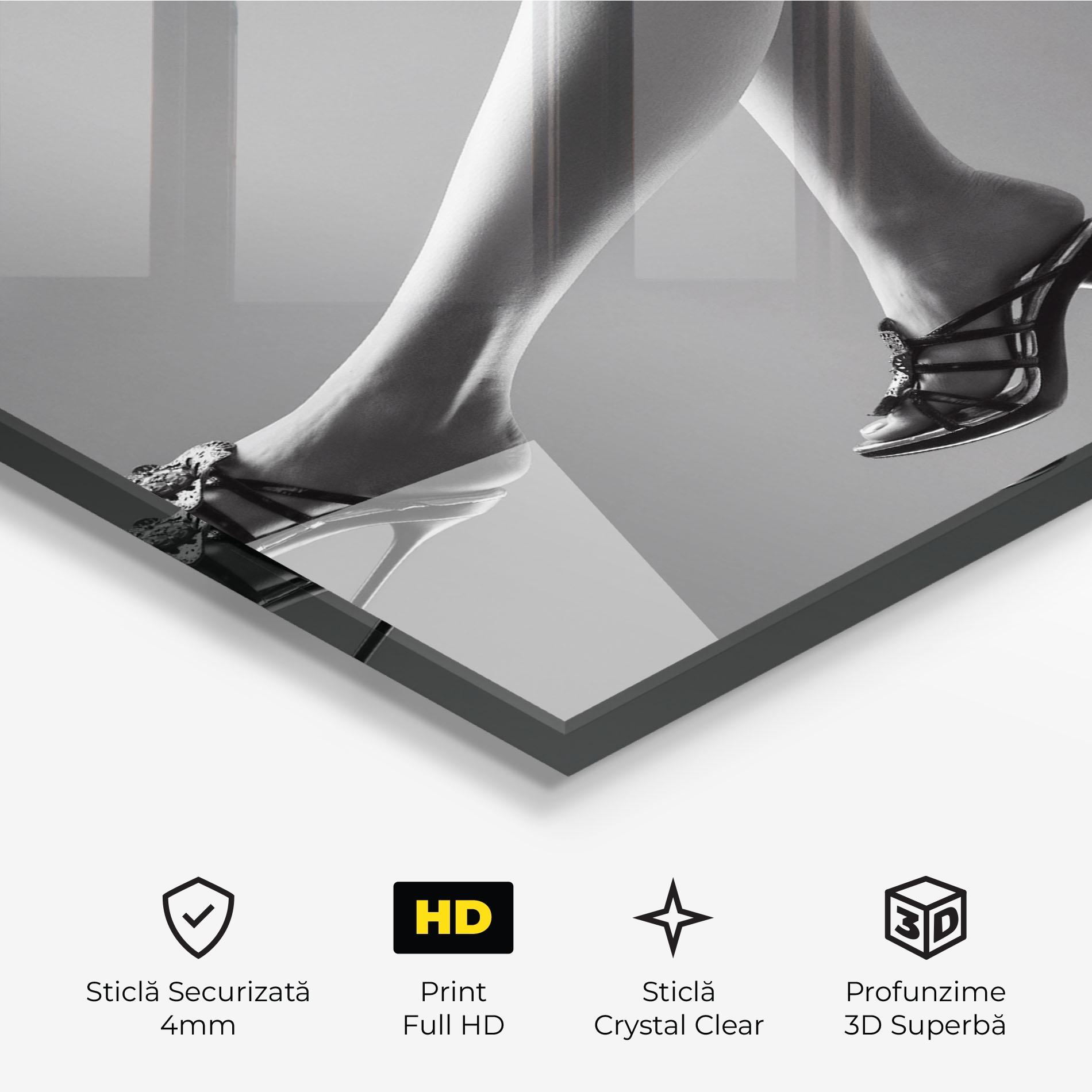 Tablou Sticla Black Shoes On Grey mockup 3
