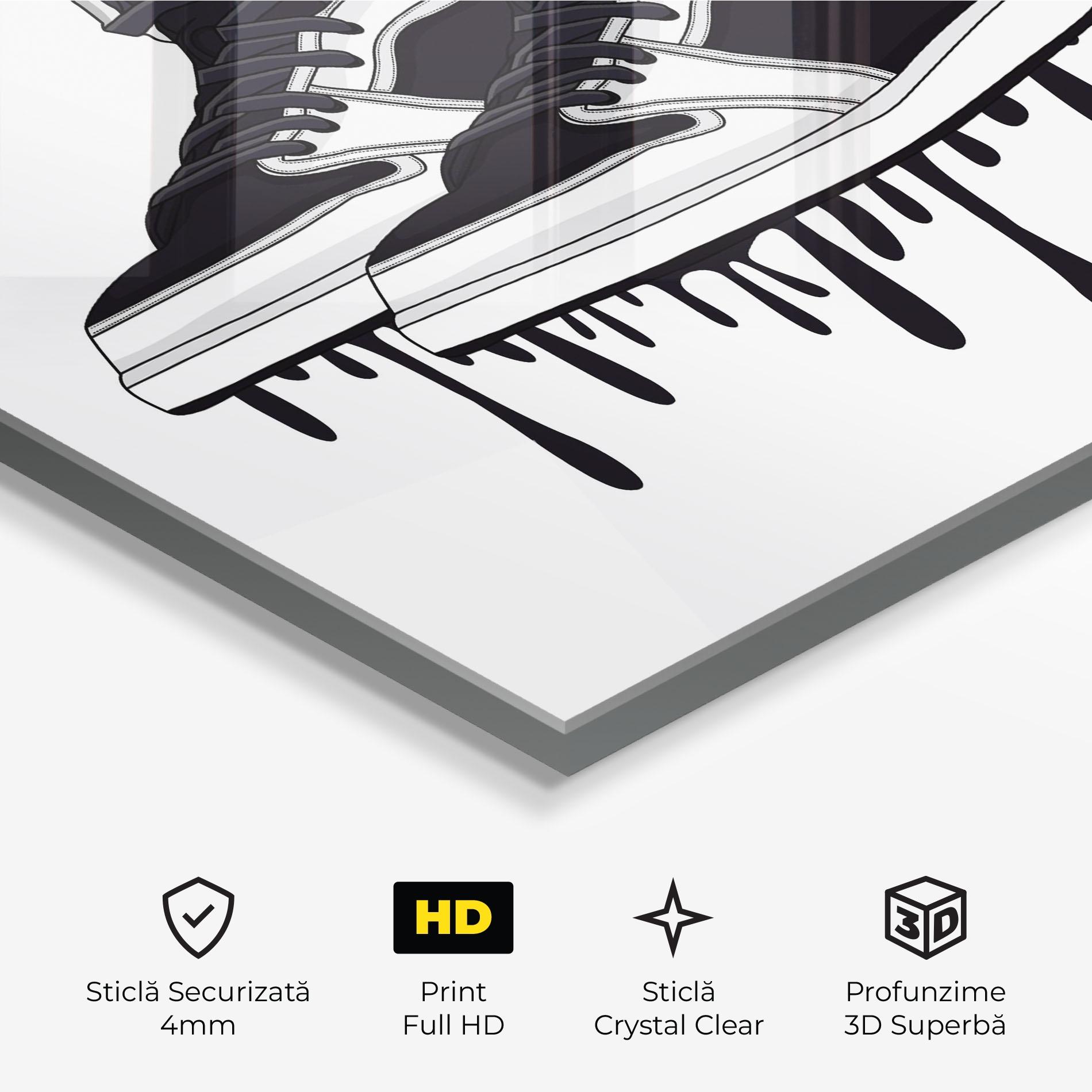 Tablou Sticla Black White Shoes mockup 3