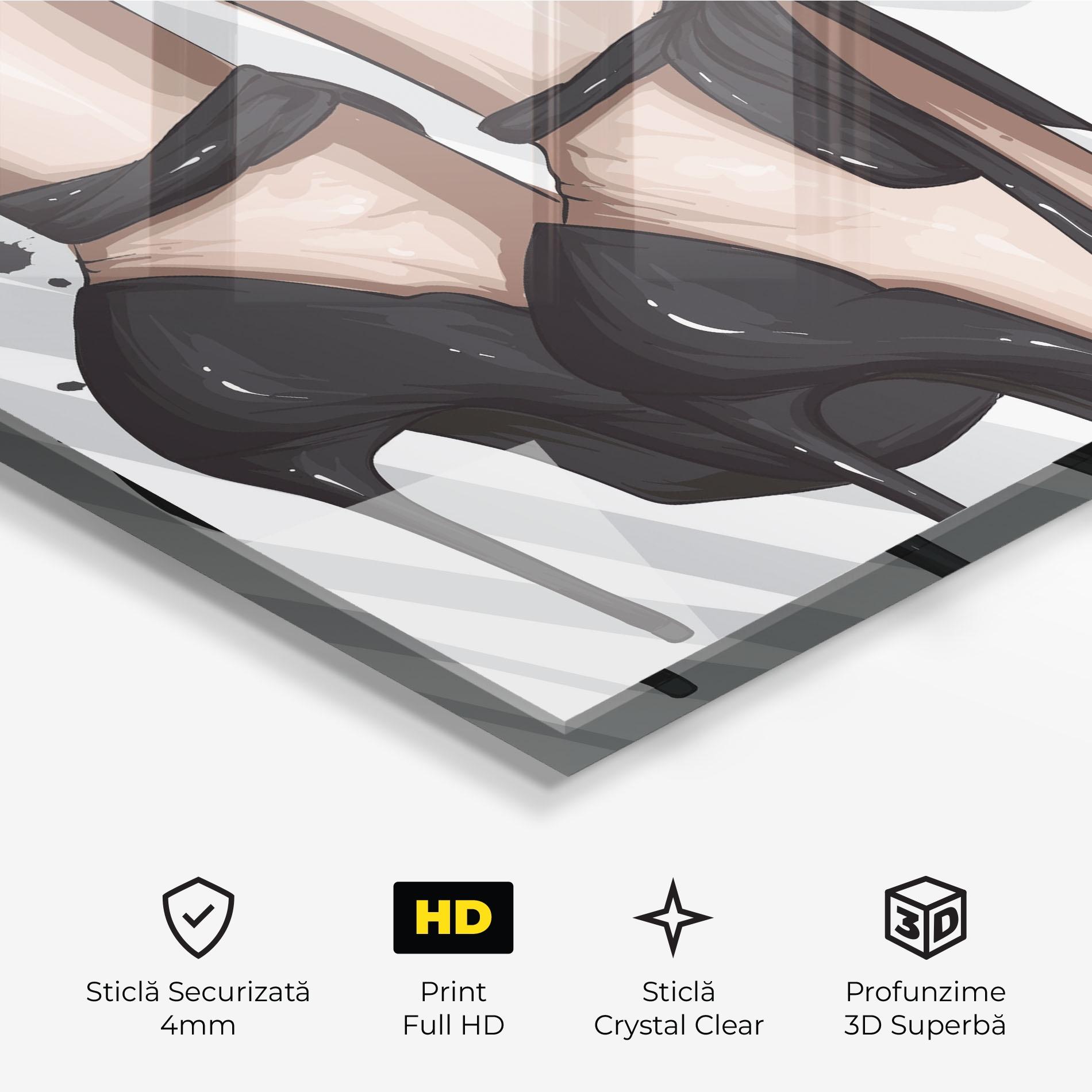 Tablou Sticla Black Woman Shoes mockup 3