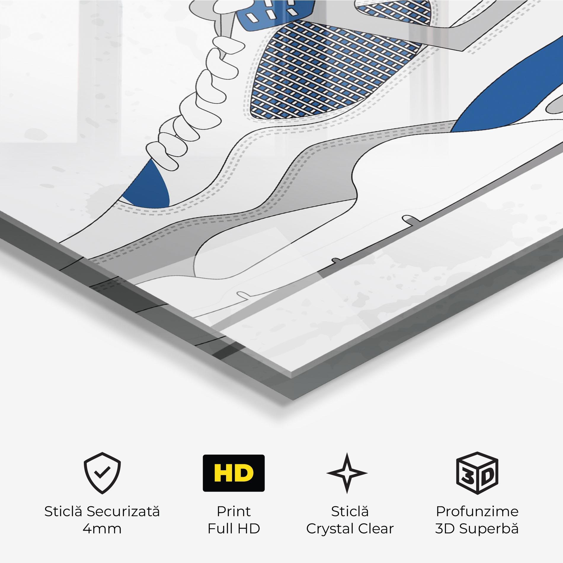 Tablou Sticla Blue Grey Sneakers mockup 3