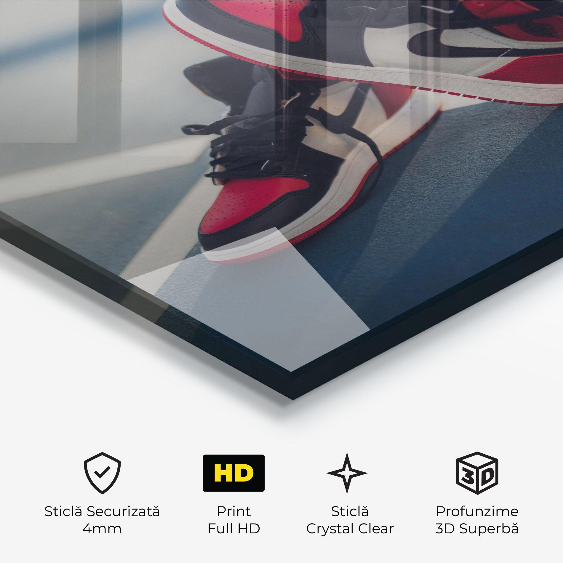 Tablou Sticla Cool Nike Red Jordan Air mockup 3