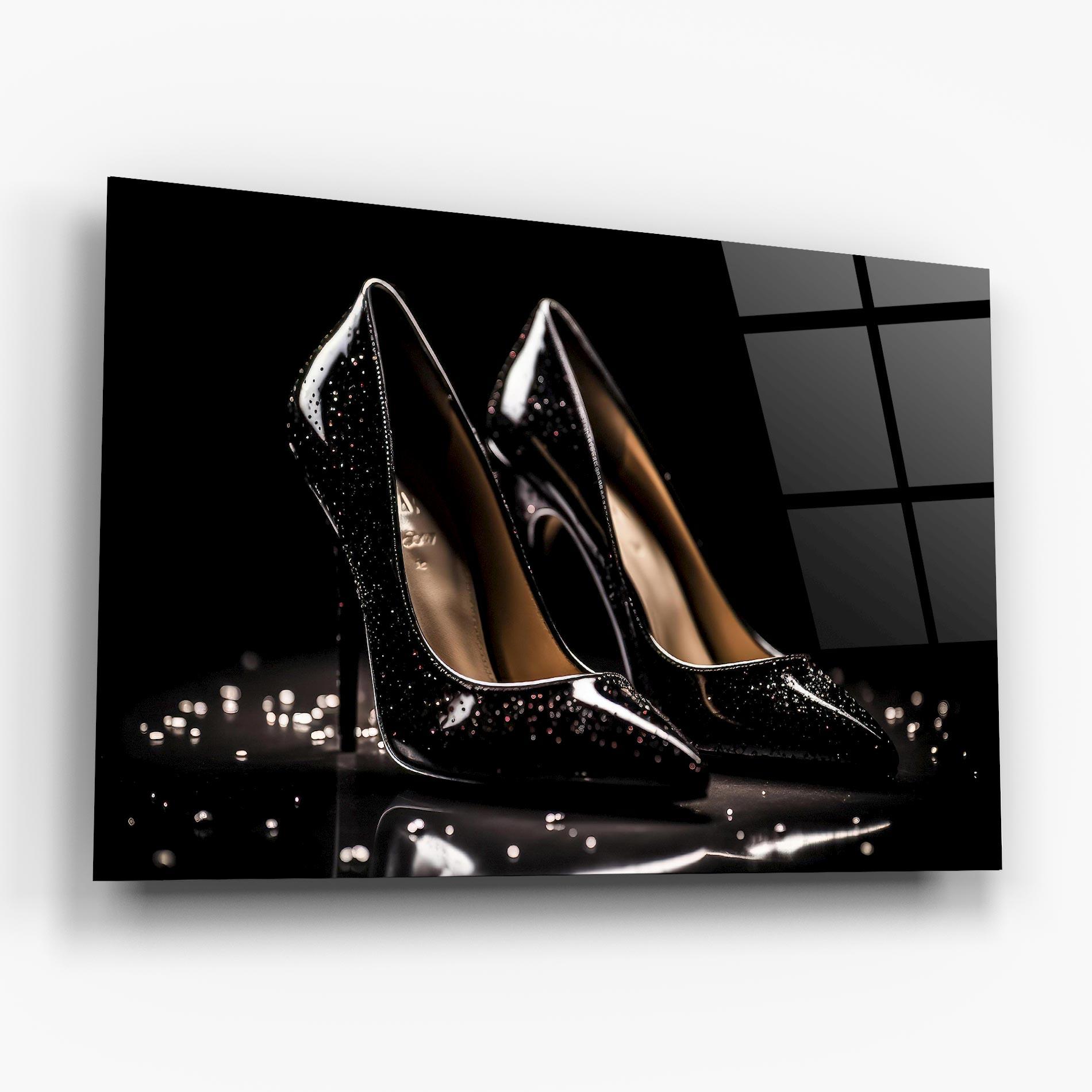 Tablou Sticla Black Leather Shoe mockup 6
