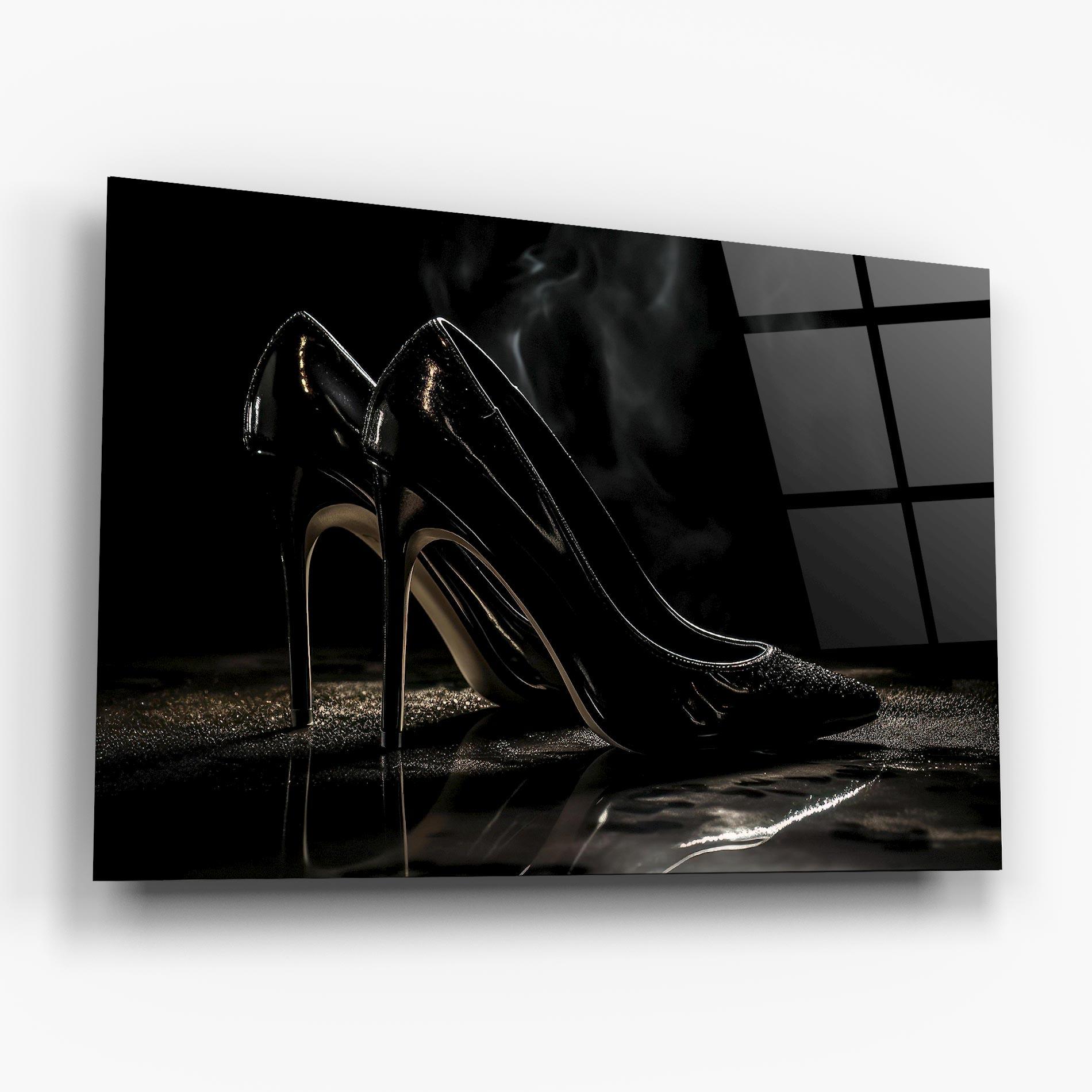 Tablou Sticla Black Leather Shoes mockup 6