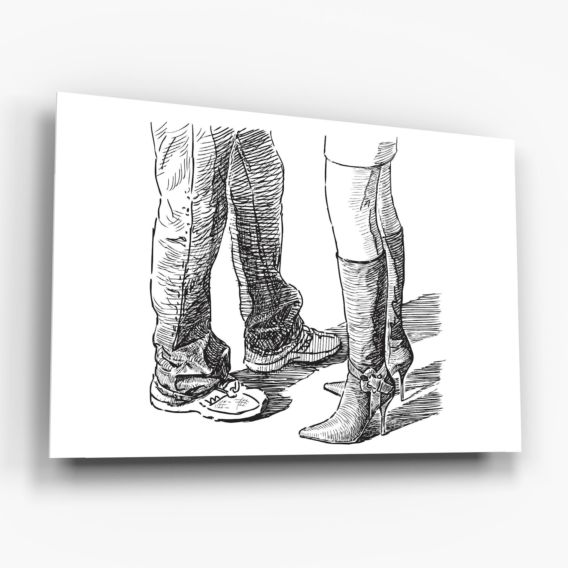 Tablou Sticla Black Line Shoes mockup 6