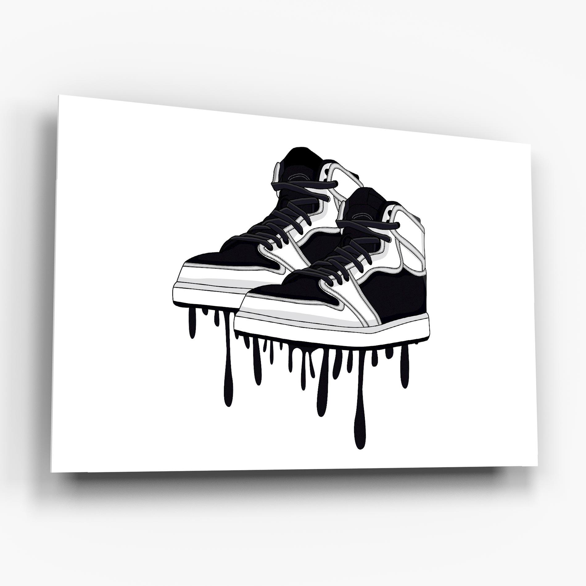 Tablou Sticla Black White Shoes mockup 6