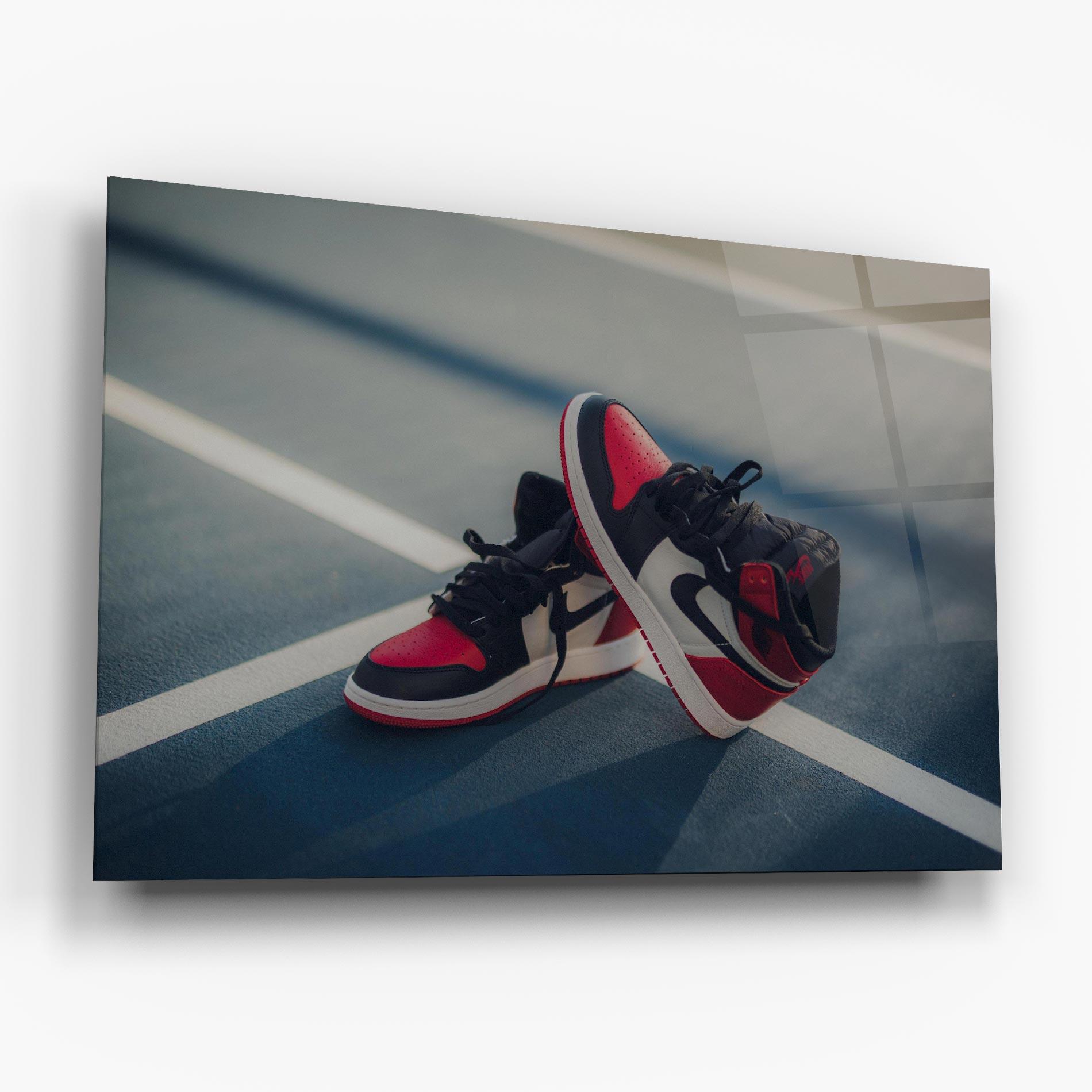 Tablou Sticla Cool Nike Red Jordan Air mockup 6