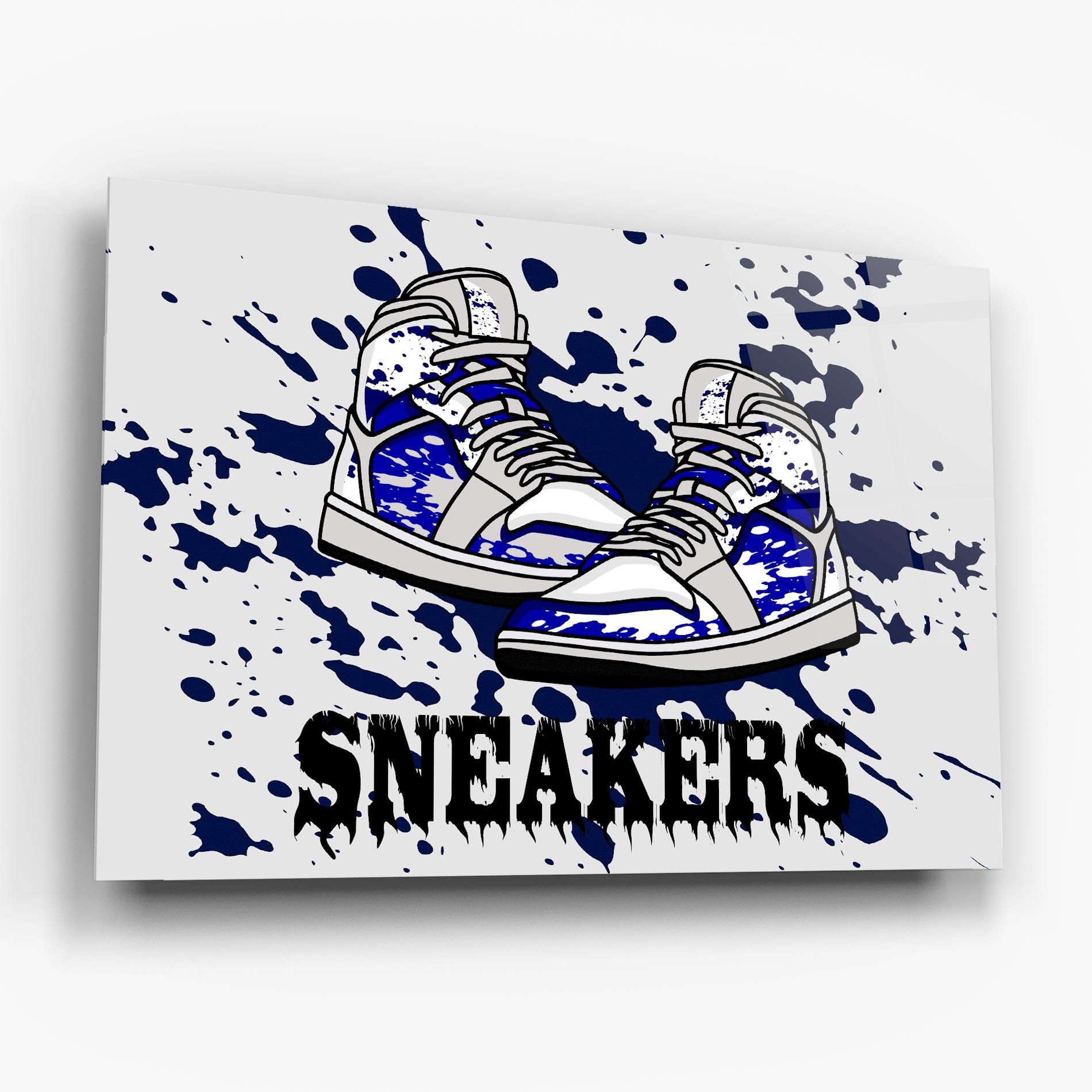 Tablou Sticla Dark Blue Sneakers mockup 6