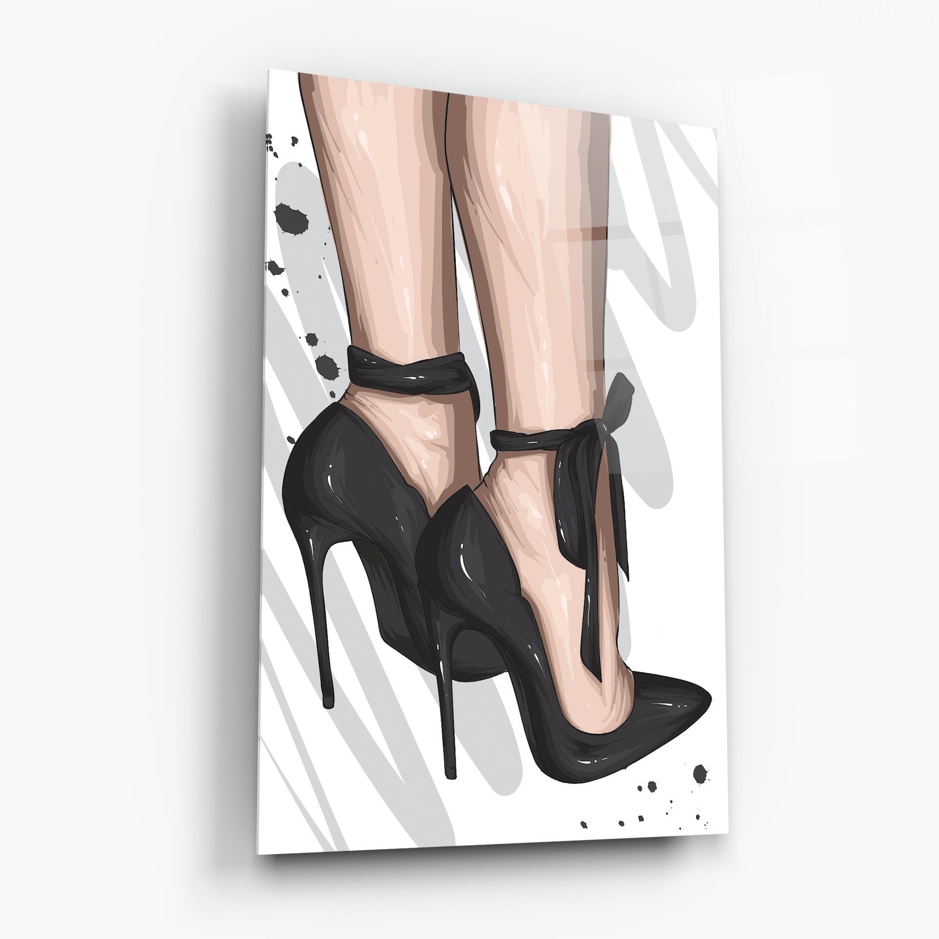 Tablou Sticla Black Woman Shoes mockup 6