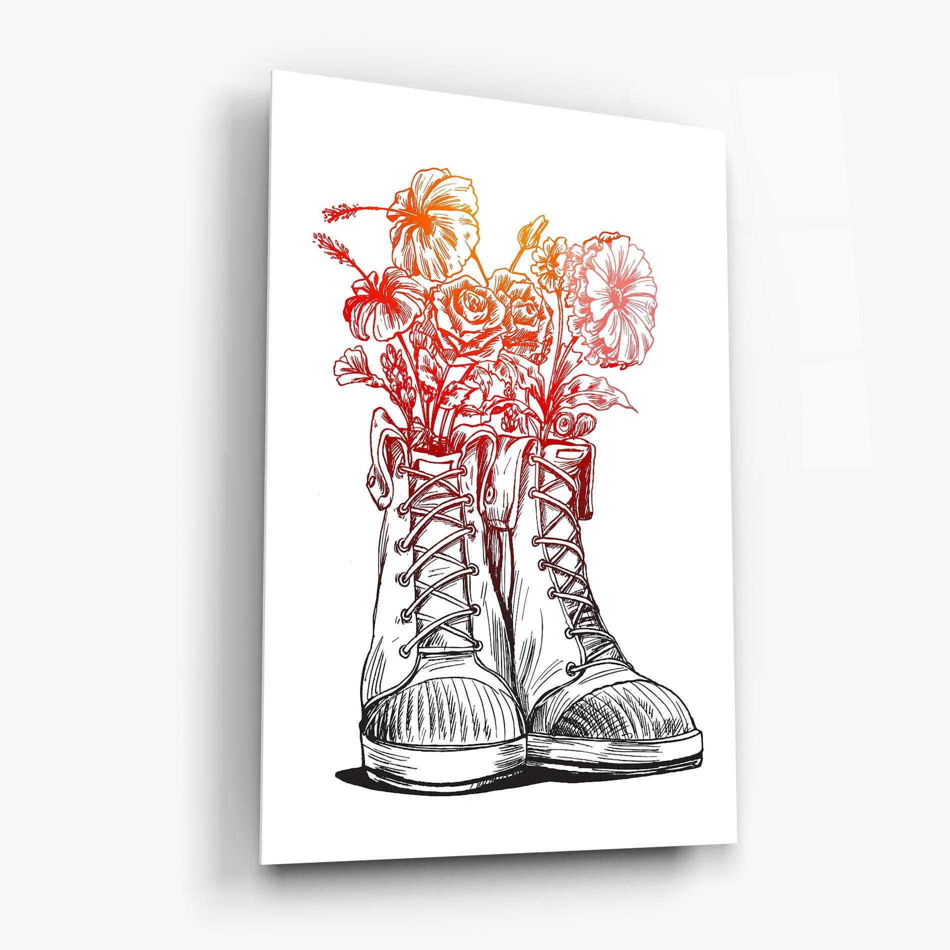 Tablou Sticla Flower In Shoes mockup 6