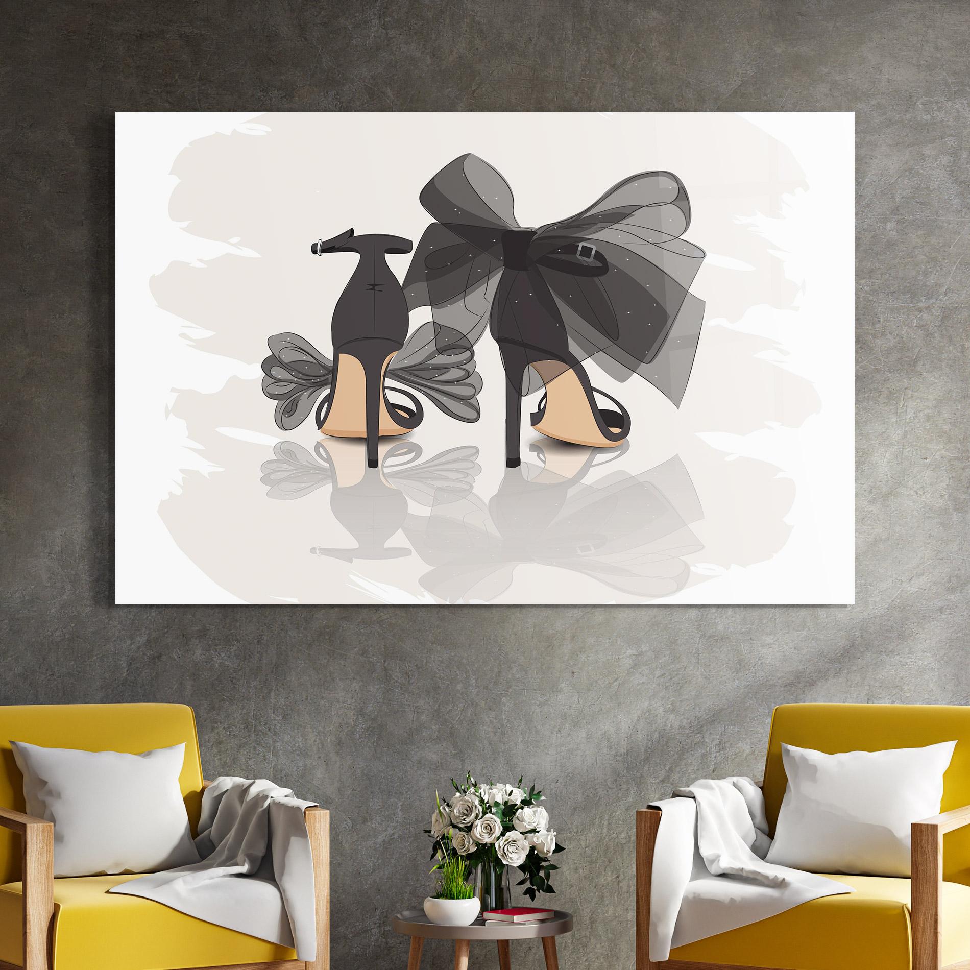 Tablou Sticla Black Bow Heels mockup 4