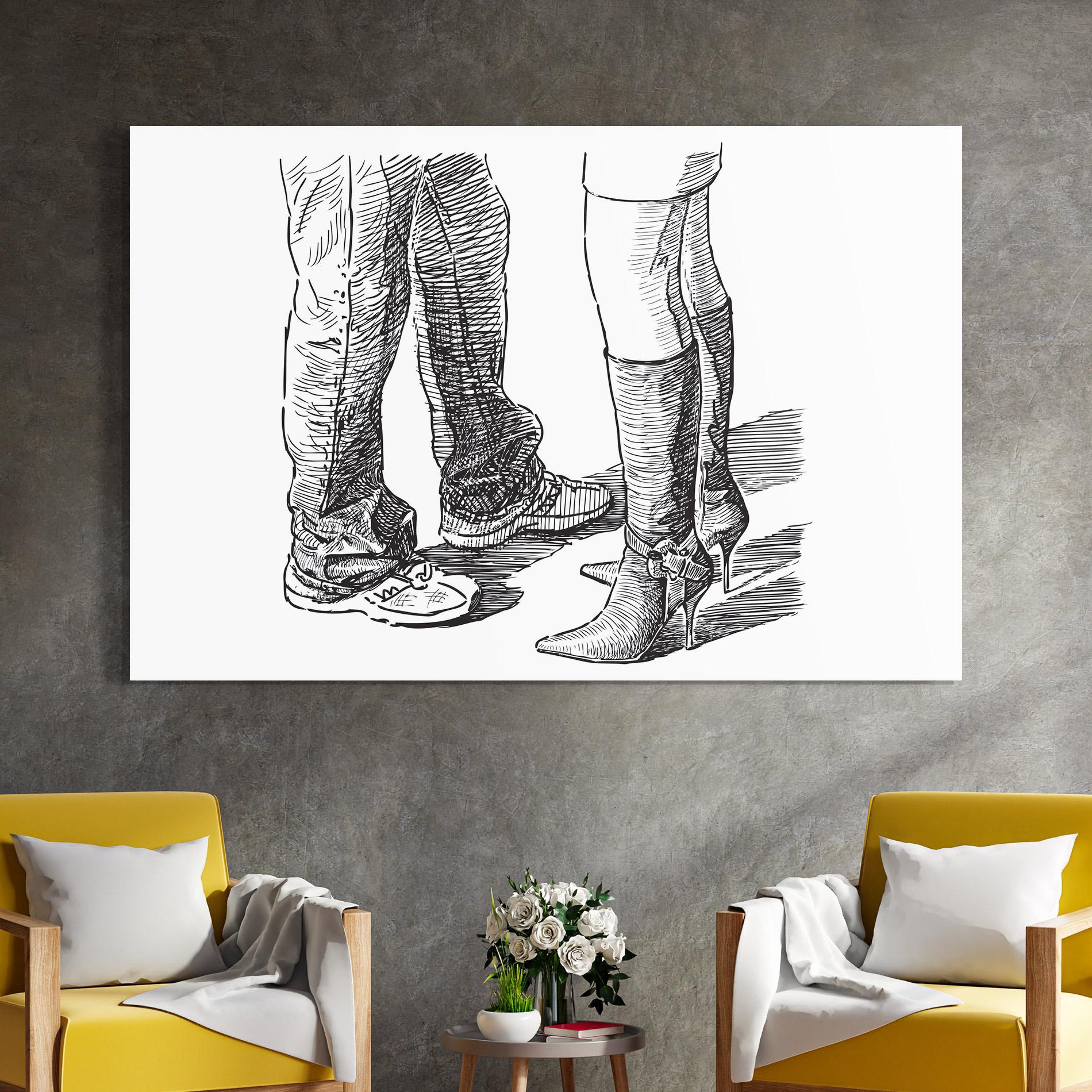 Tablou Sticla Black Line Shoes mockup 4