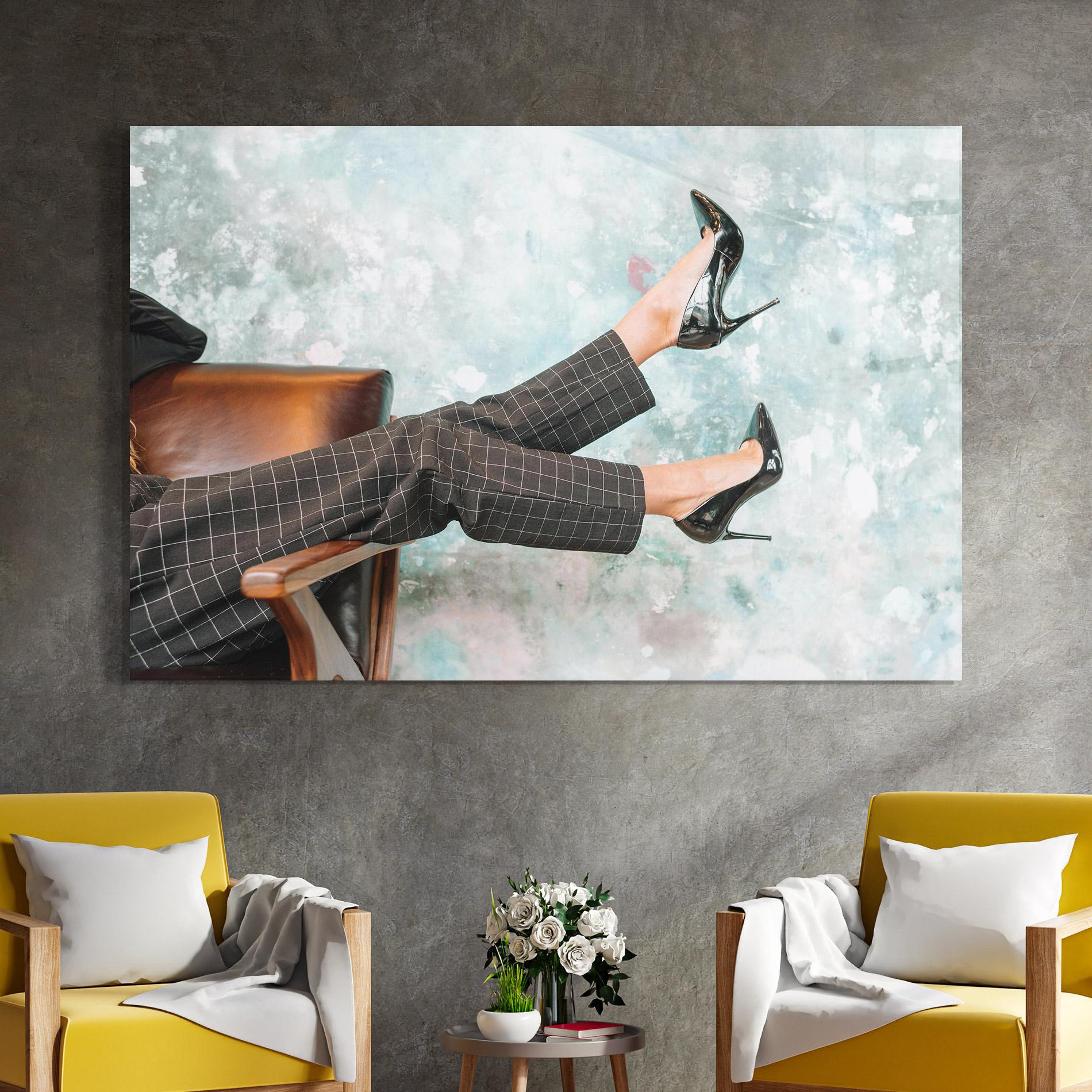 Tablou Sticla Black Shoes On Chair mockup 4