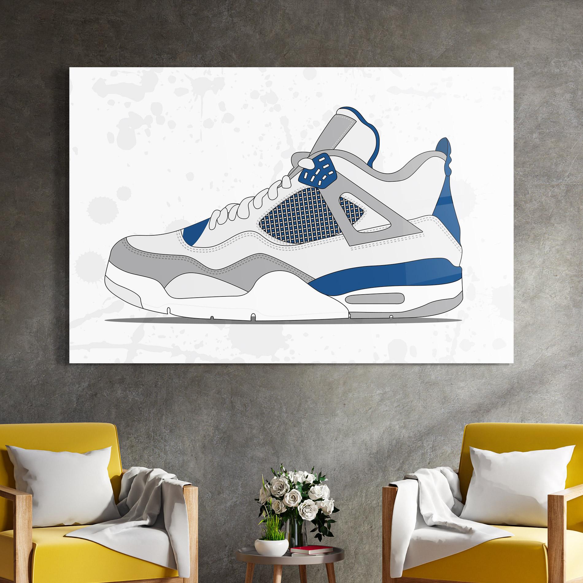 Tablou Sticla Blue Grey Sneakers mockup 4