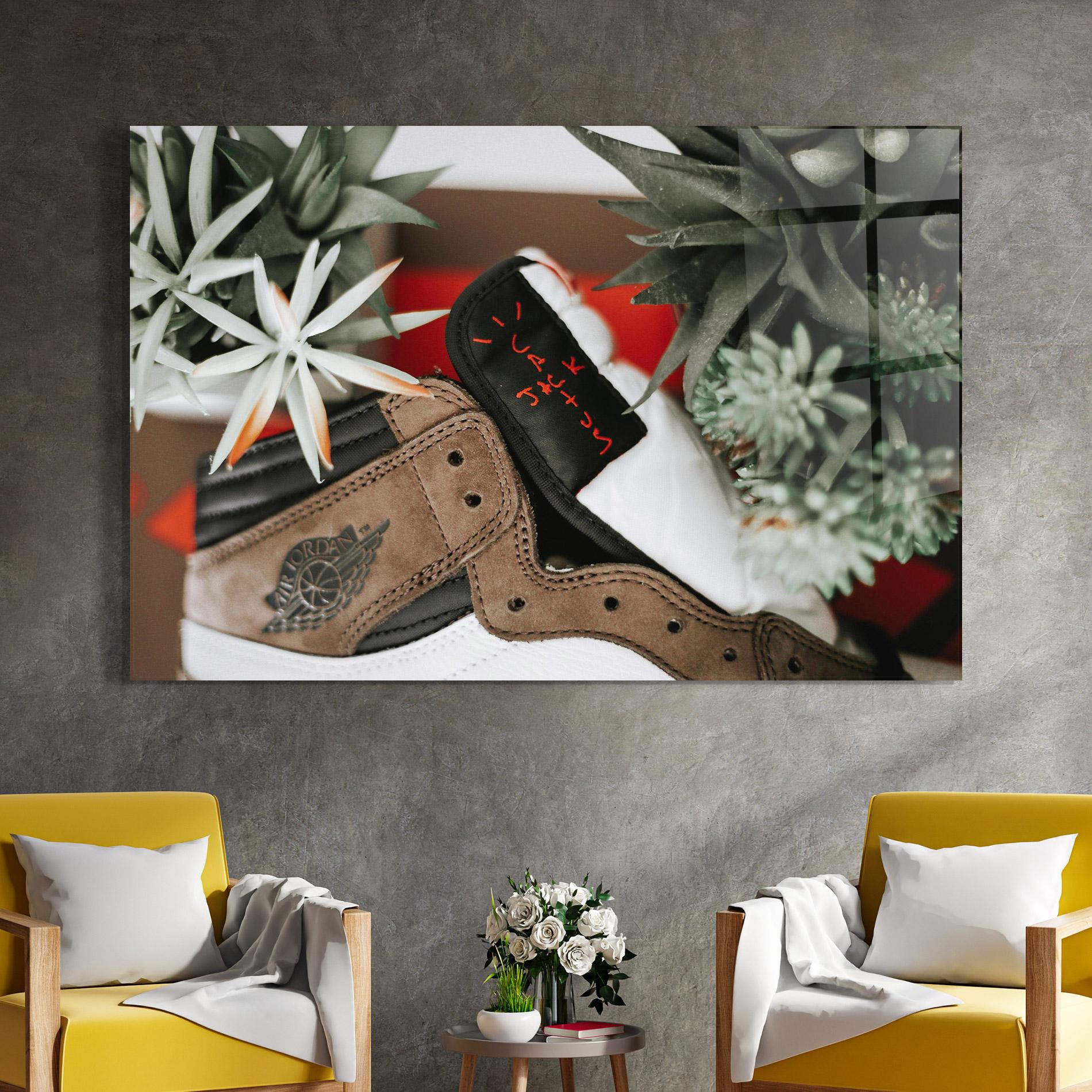 Tablou Sticla Brown Air Jordan mockup 4