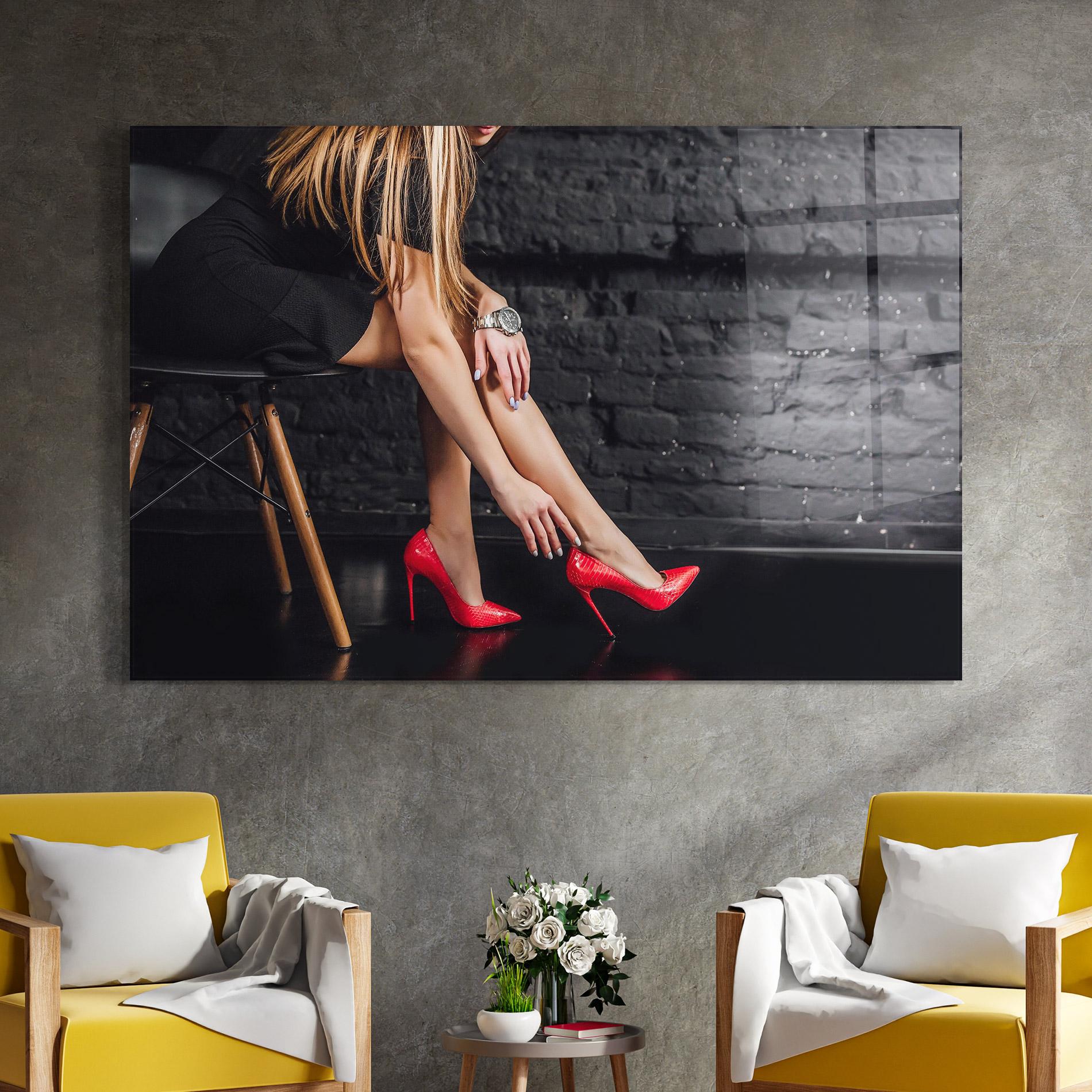 Tablou Sticla Elegan Red Heels mockup 4