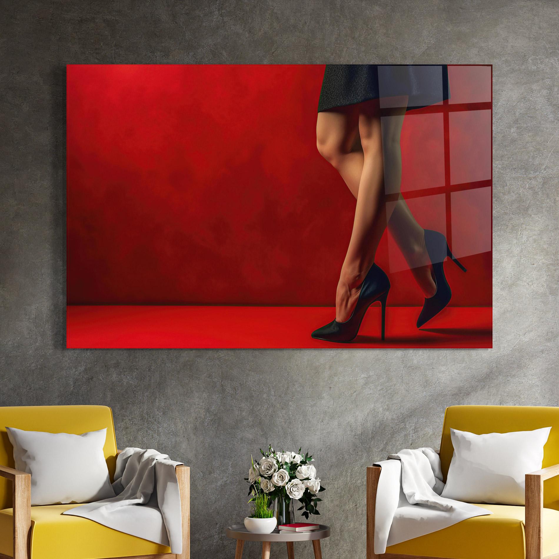 Tablou Sticla Female Legs Heels mockup 4