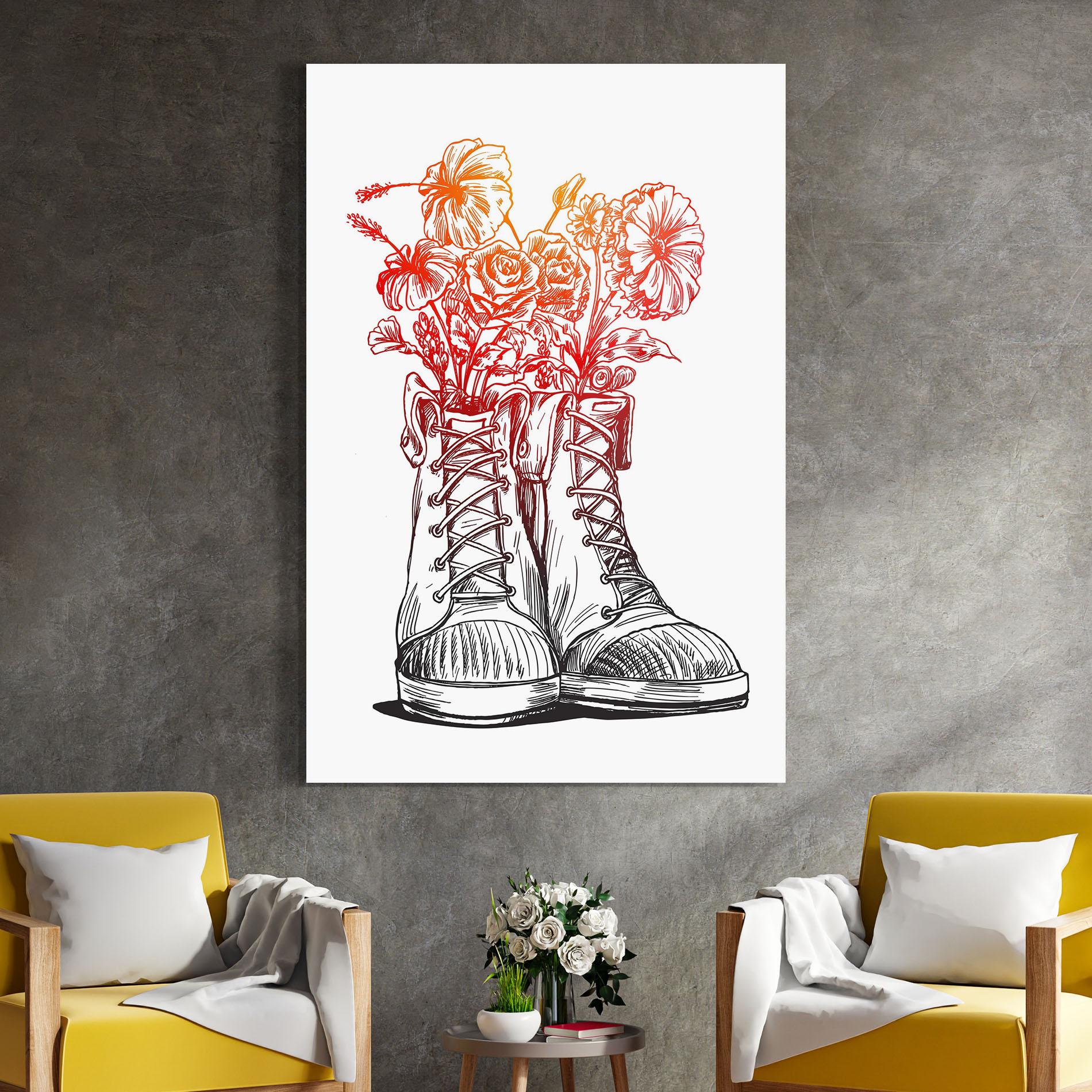 Tablou Sticla Flower In Shoes mockup 4