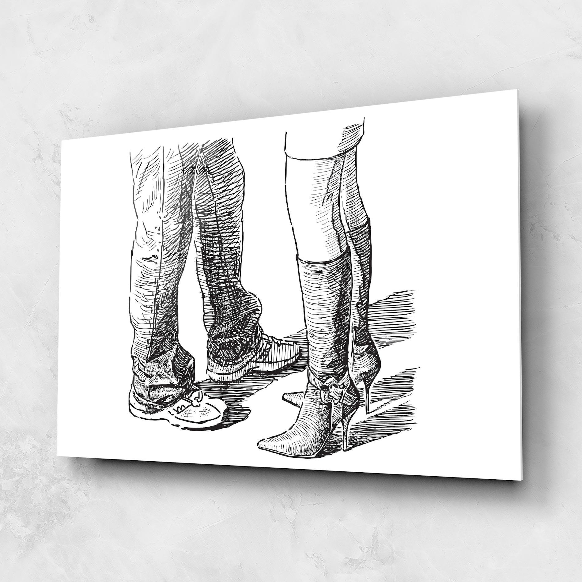 Tablou Sticla Black Line Shoes mockup 1