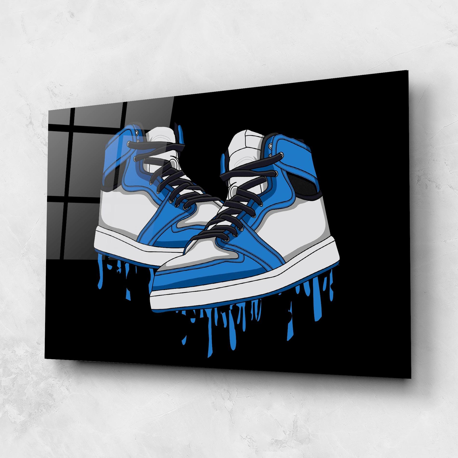 Tablou Sticla Blue White Shoes mockup 1