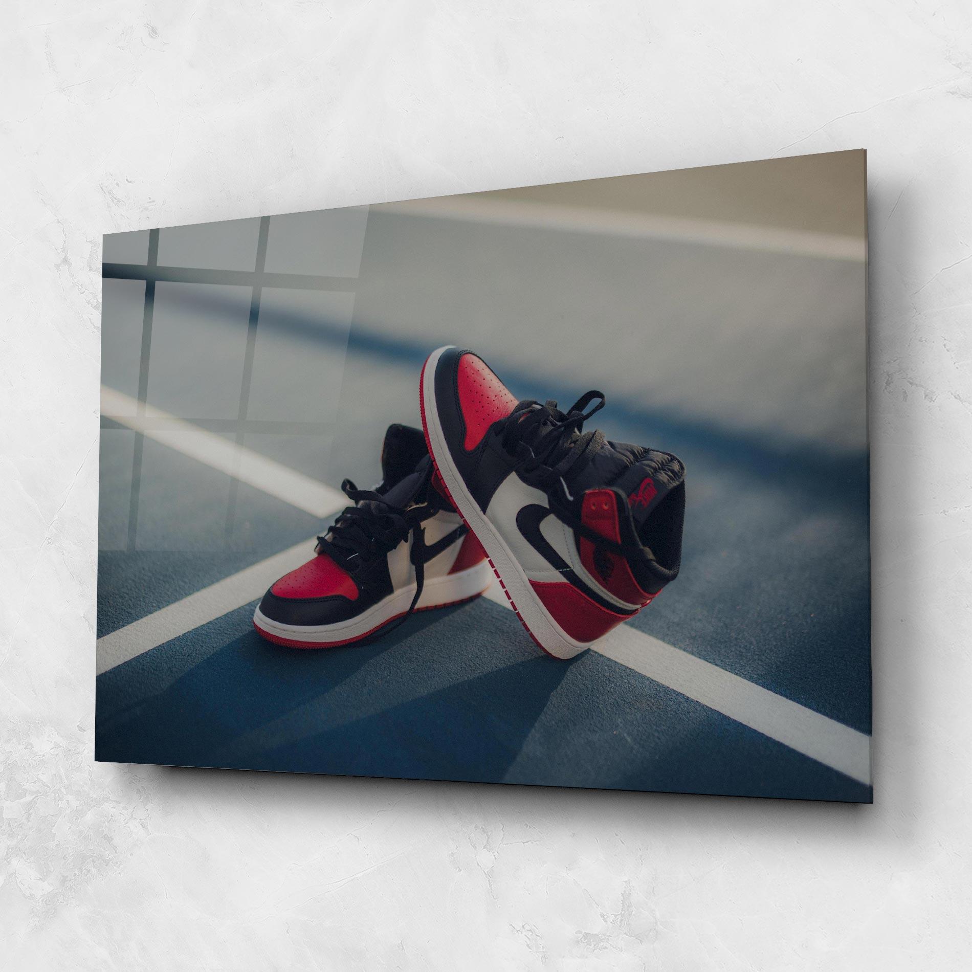 Tablou Sticla Cool Nike Red Jordan Air mockup 1
