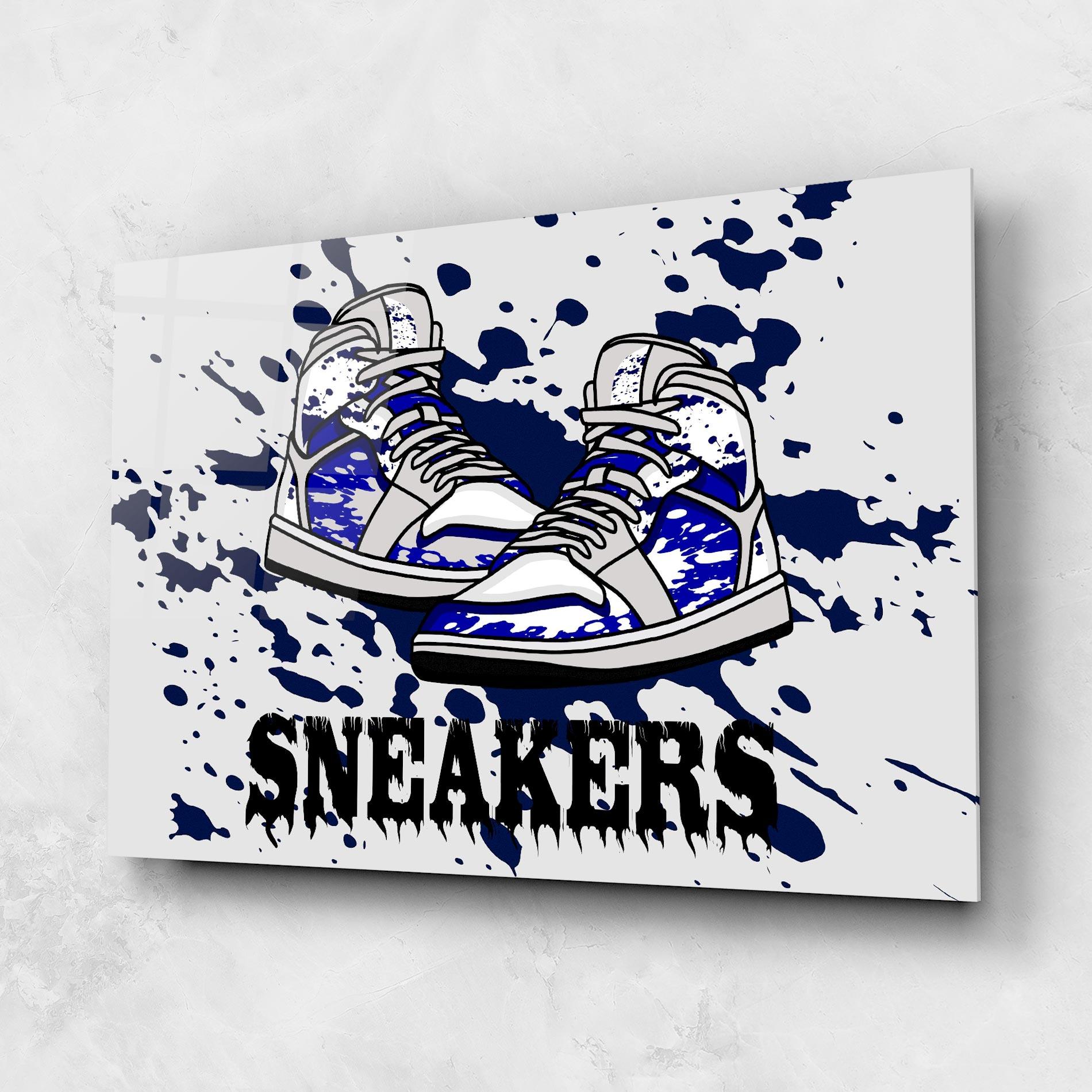 Tablou Sticla Dark Blue Sneakers mockup 1