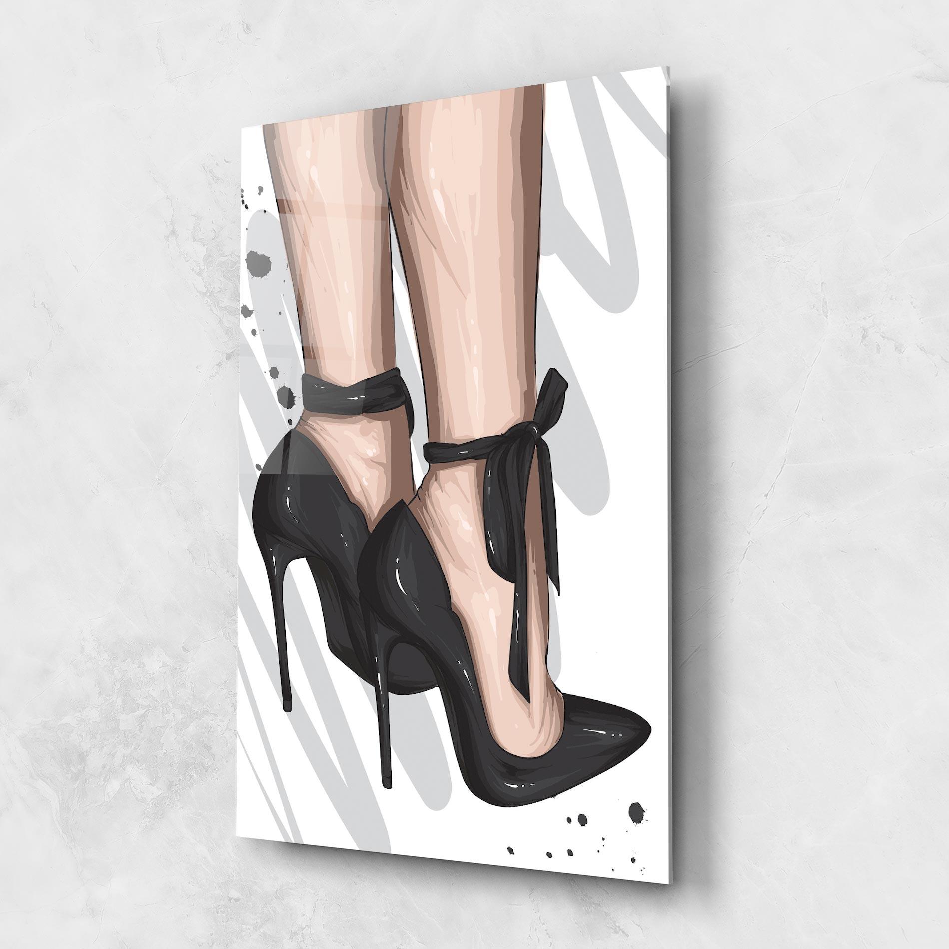 Tablou Sticla Black Woman Shoes mockup 1