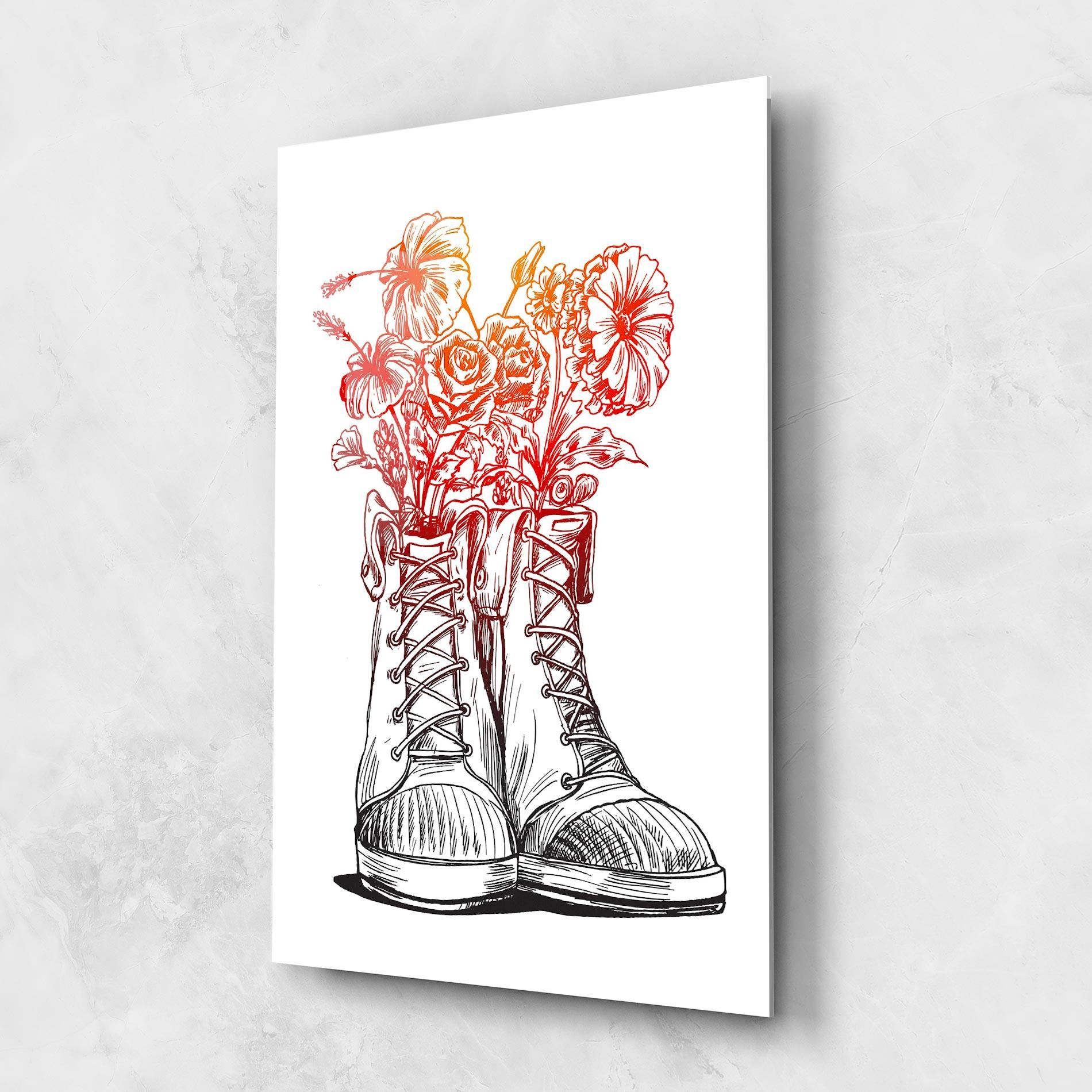 Tablou Sticla Flower In Shoes mockup 1