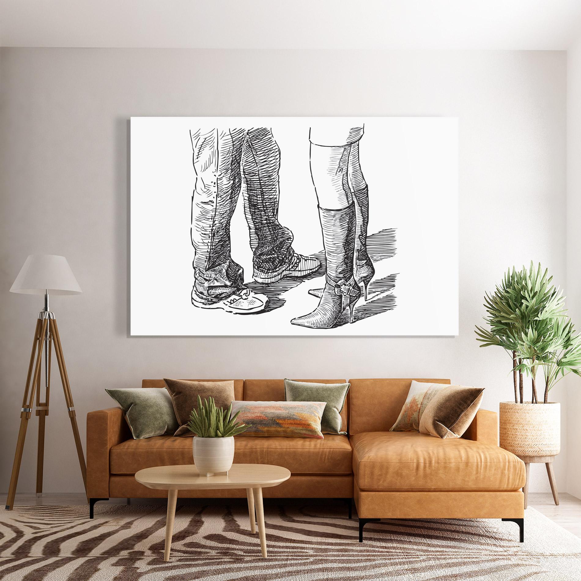 Tablou Sticla Black Line Shoes mockup 7