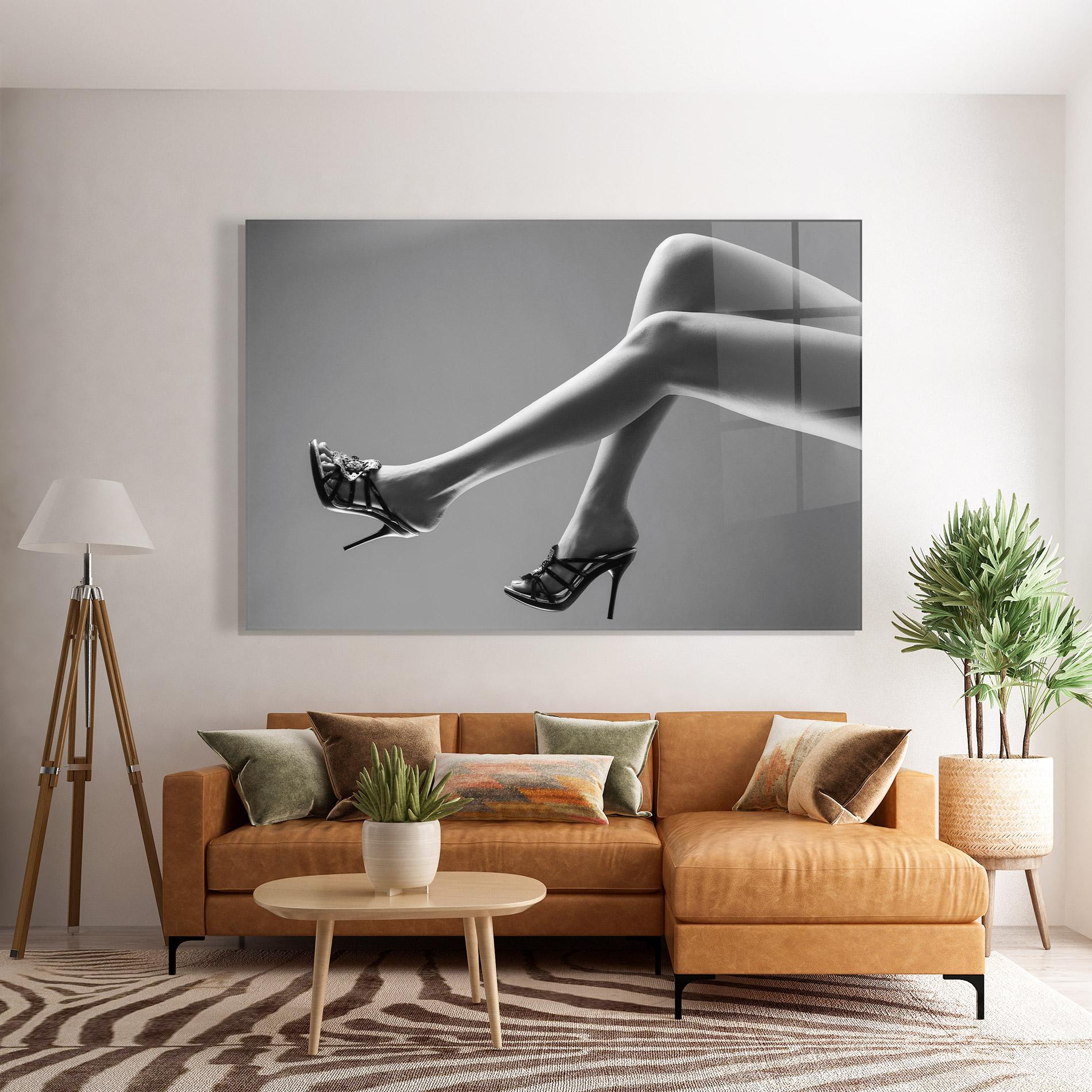 Tablou Sticla Black Shoes On Grey mockup 7