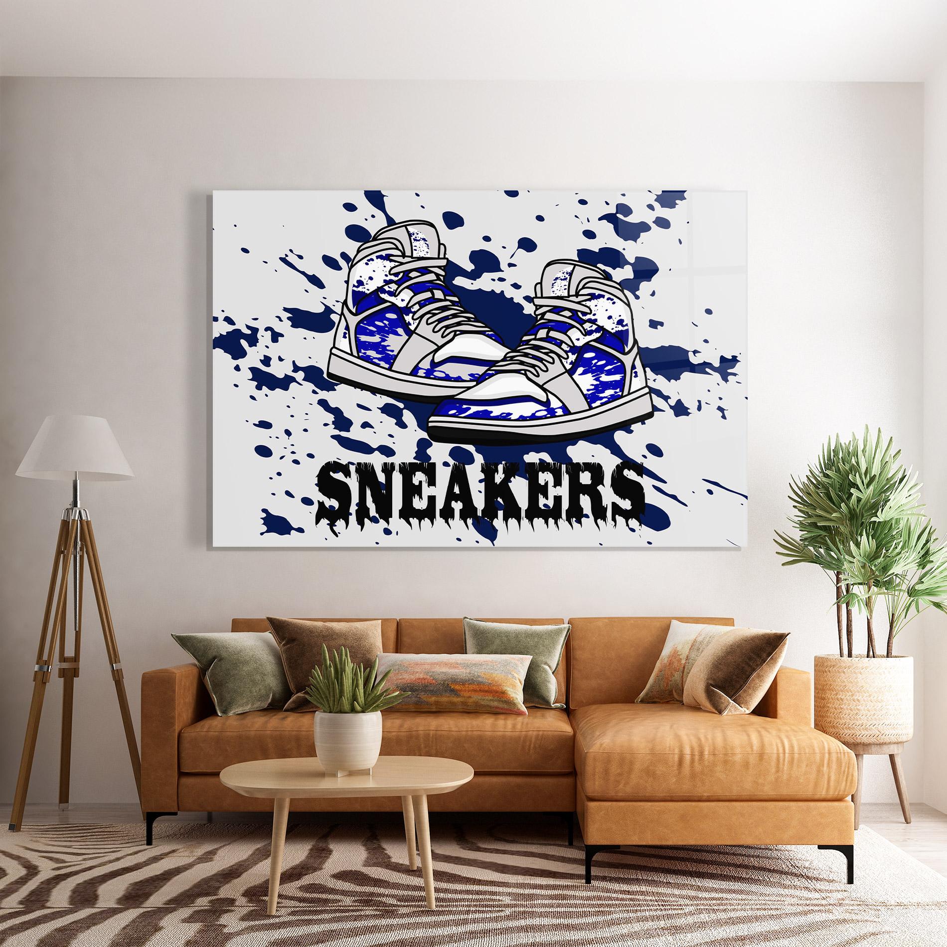 Tablou Sticla Dark Blue Sneakers mockup 7