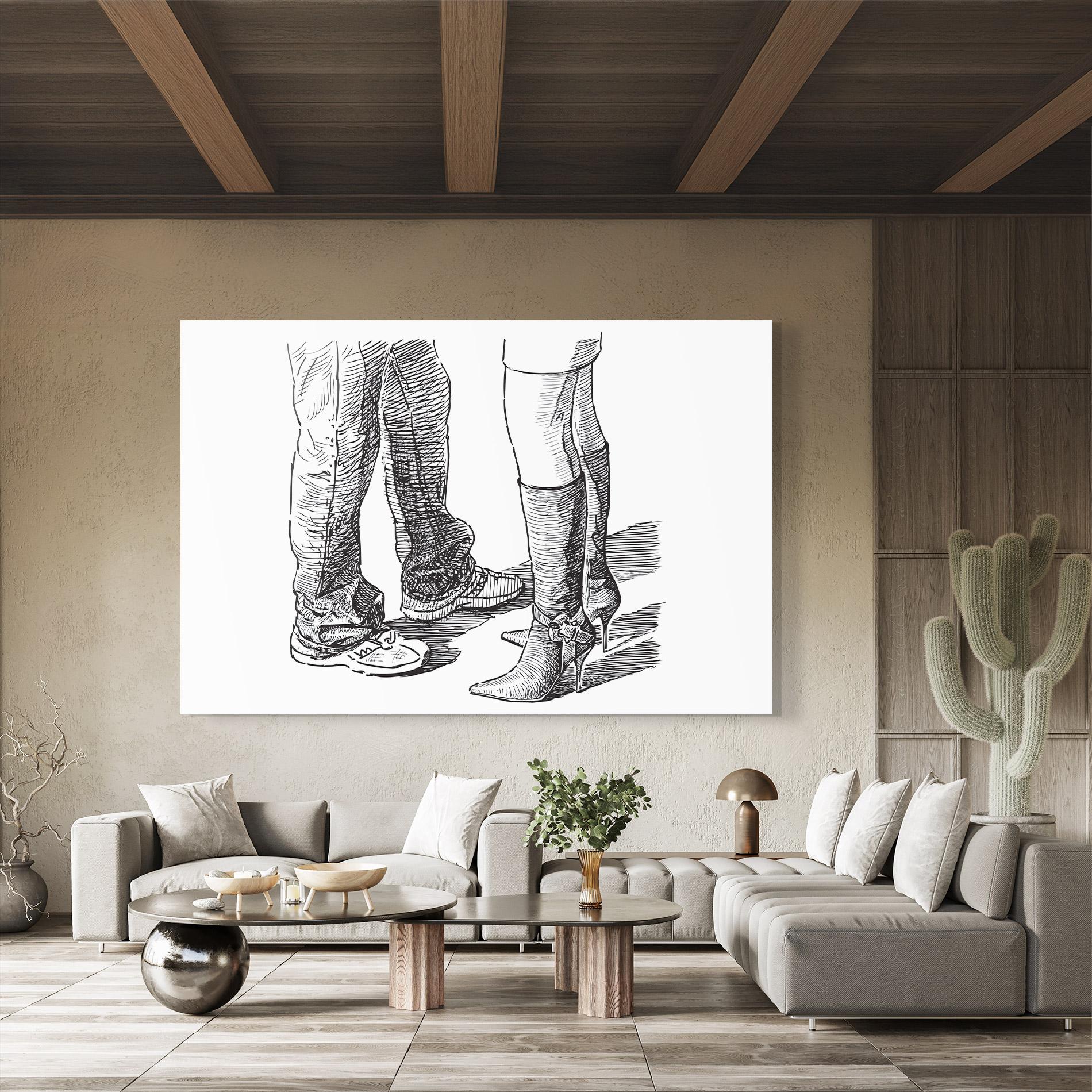 Tablou Sticla Black Line Shoes mockup 8