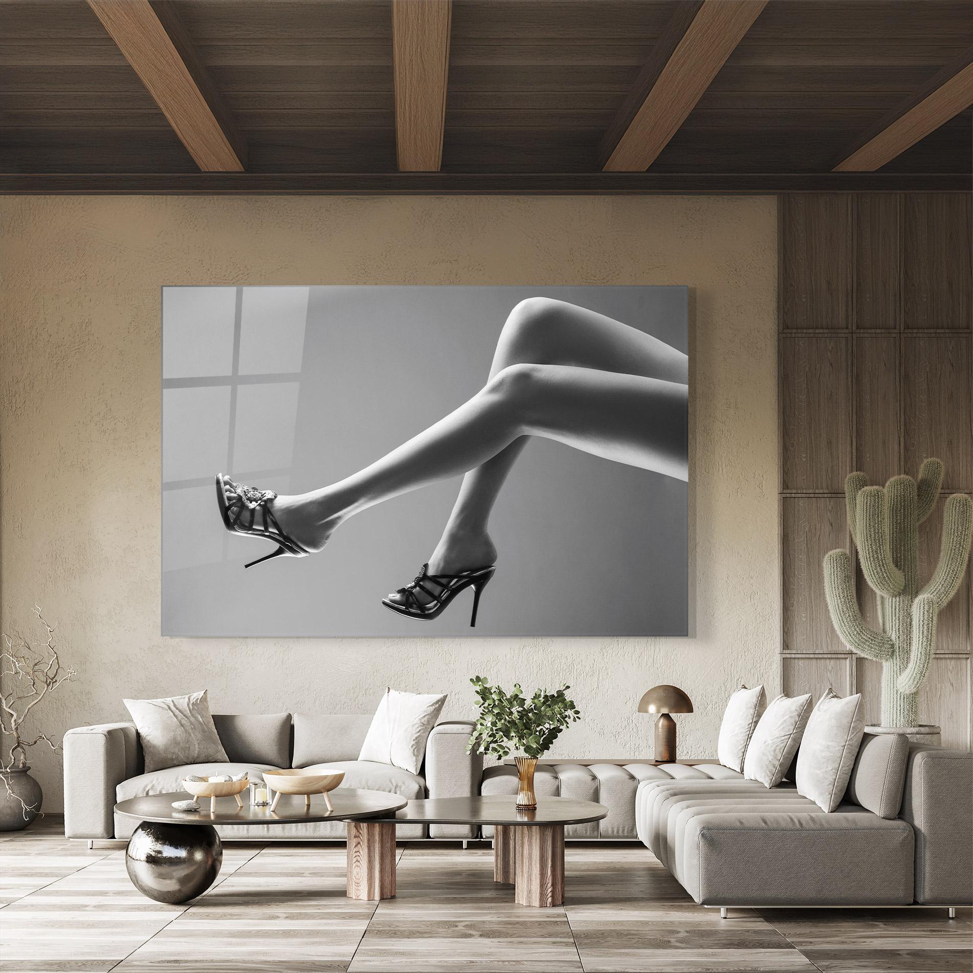 Tablou Sticla Black Shoes On Grey mockup 8